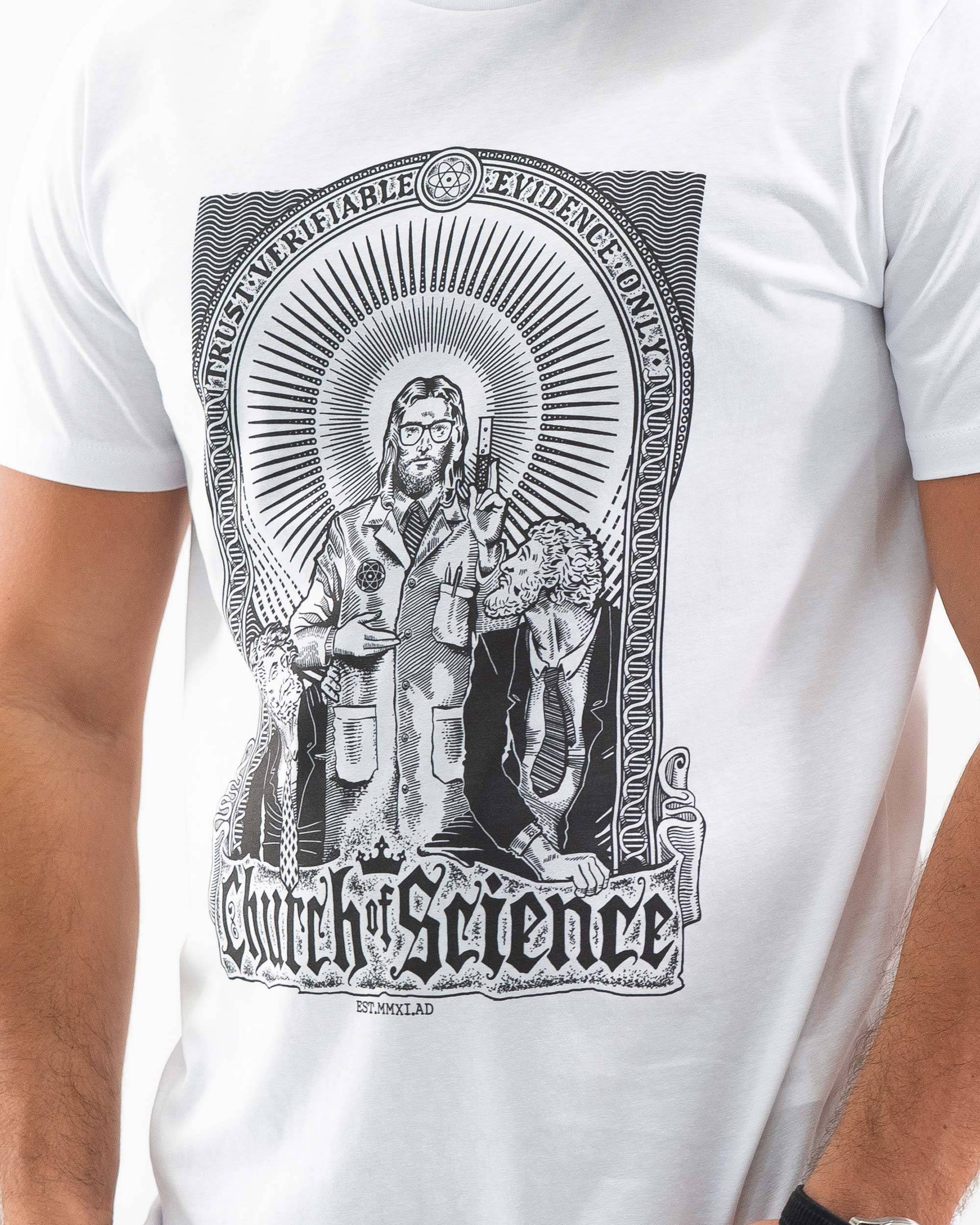 T-shirt Church Of Science de couleur Blanc par Neon Mystic