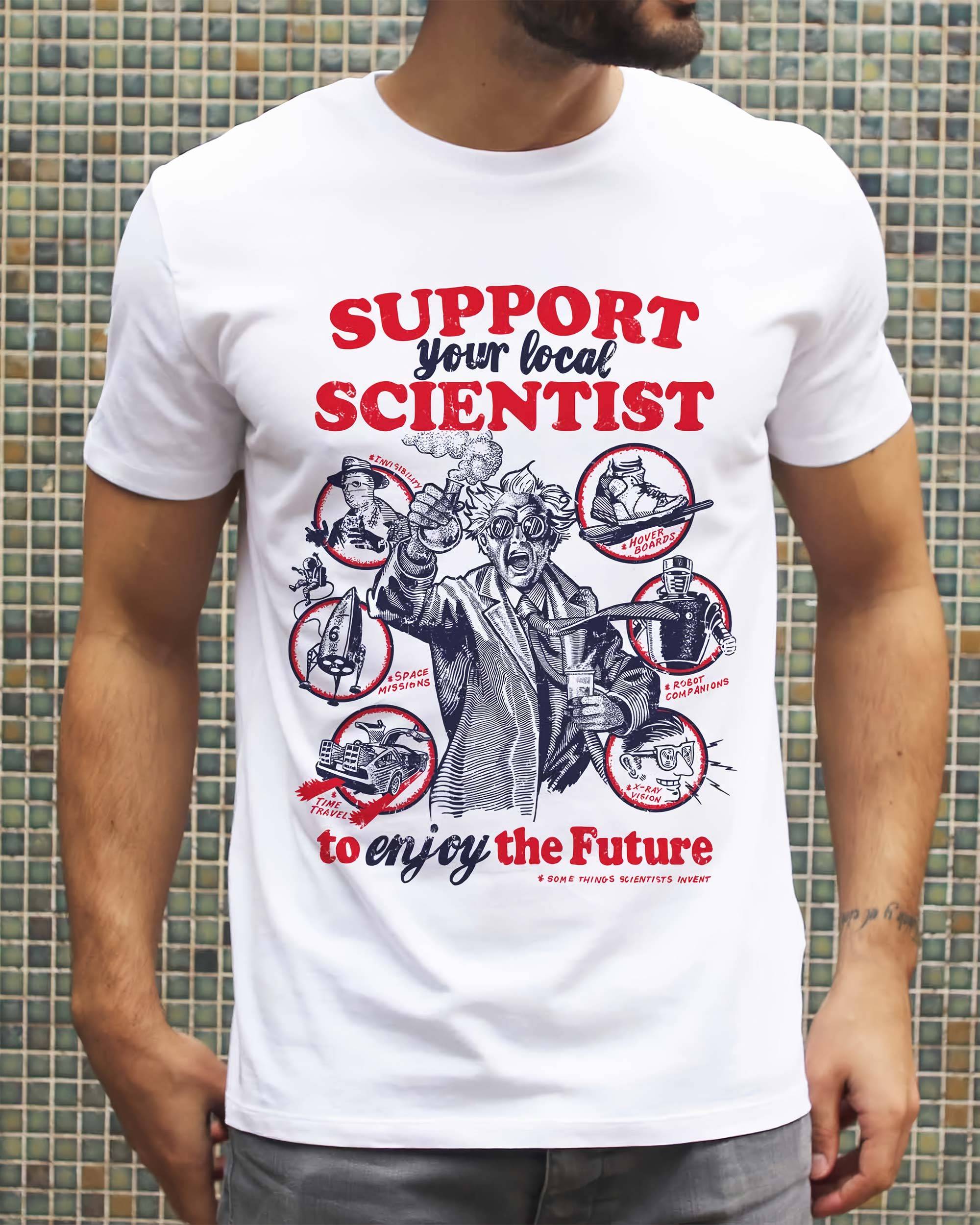 T-shirt Support Science de couleur Blanc par Neon Mystic