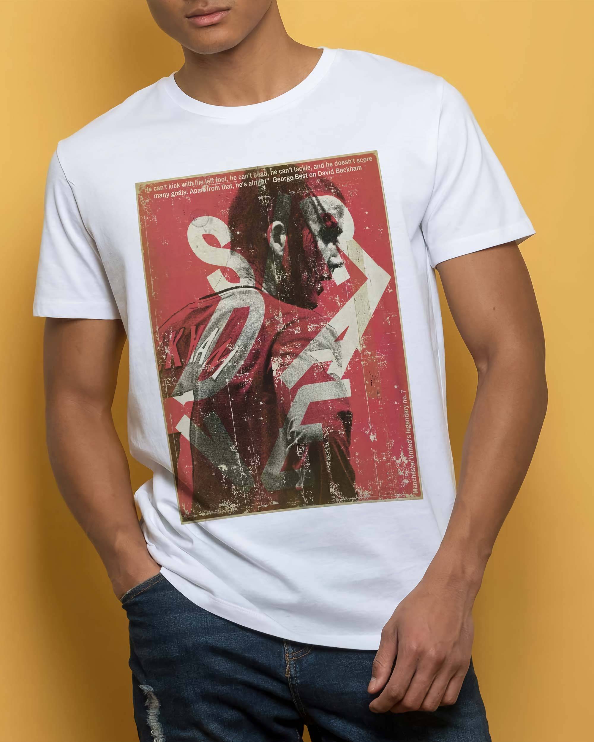 T-shirt David Beckham de couleur Blanc par Sucker For Soccer