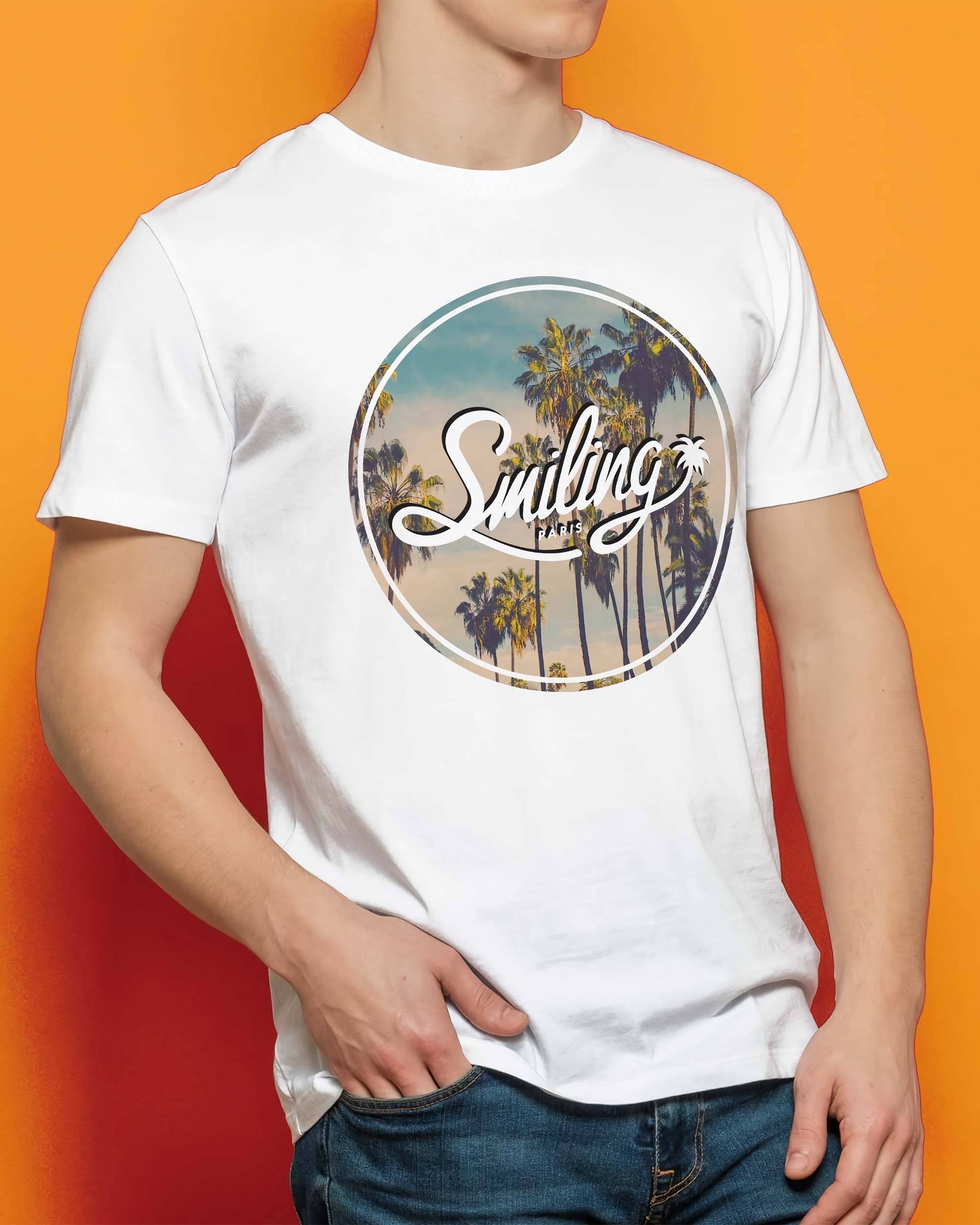 T-shirt Smiling Palmiers de couleur Blanc par Smiling Paris