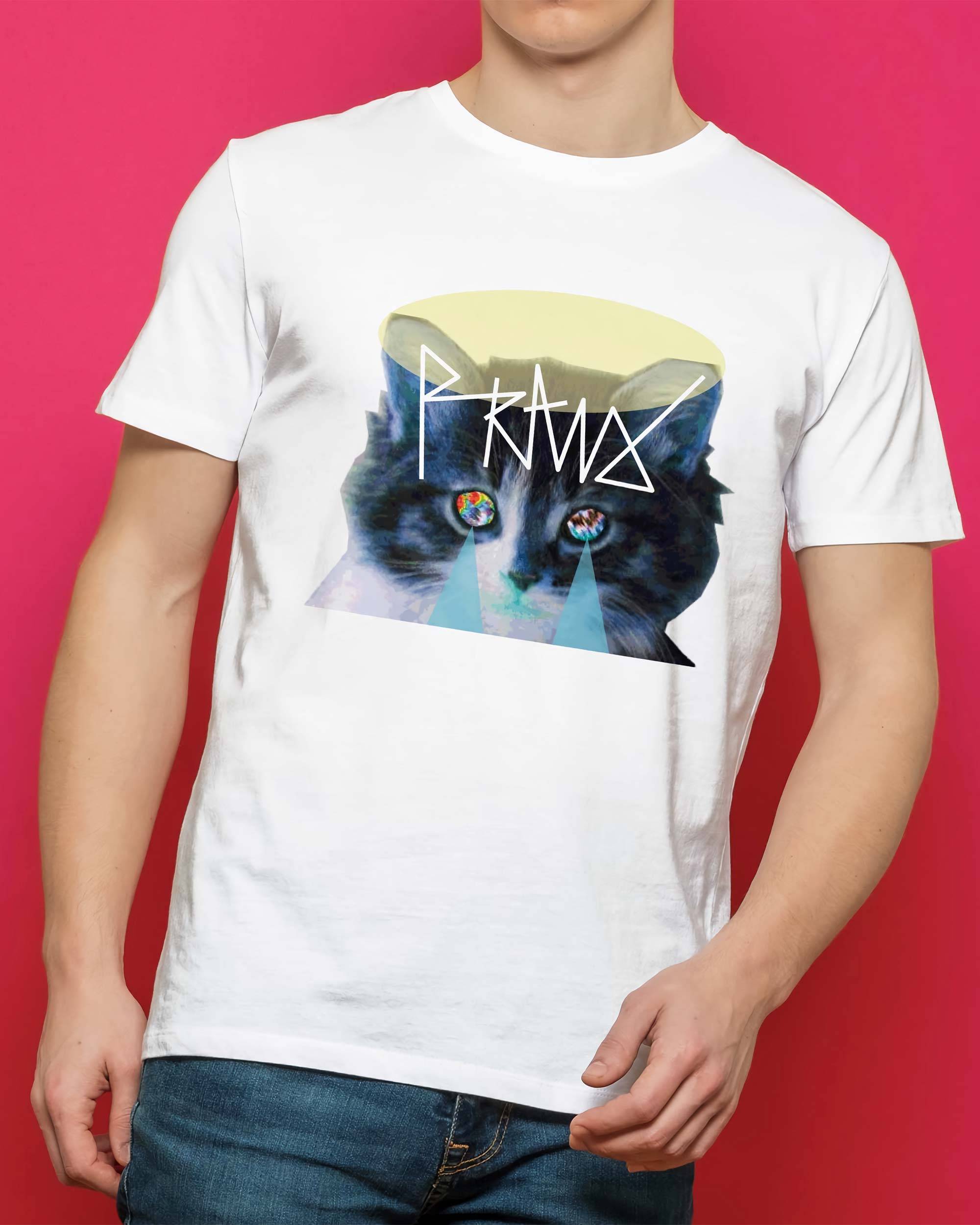 T-shirt Chat Mystique de couleur Blanc par Prand