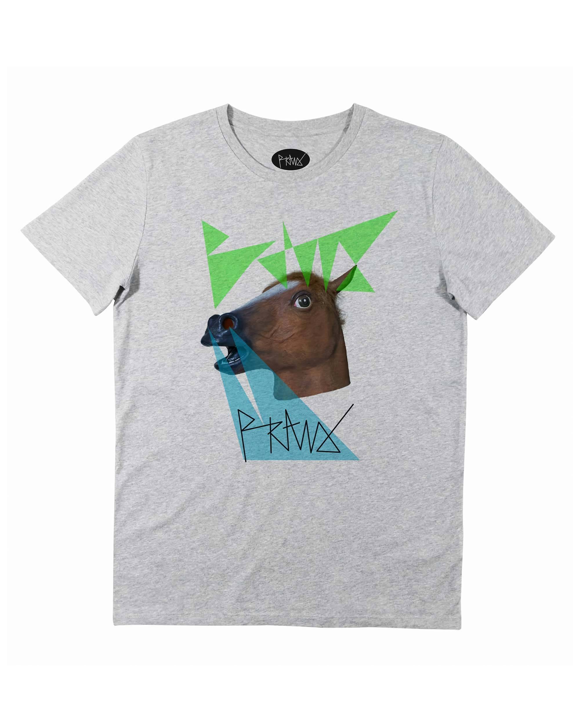 T-shirt Cheval Furieux de couleur Blanc par Prand