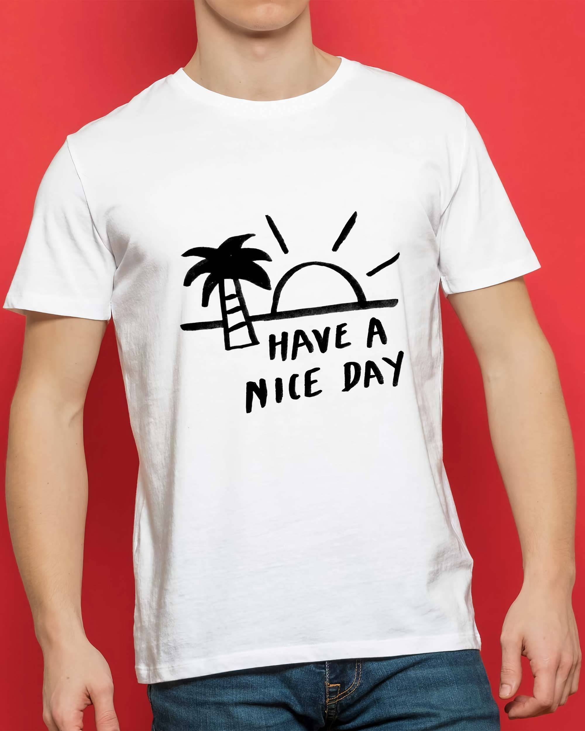 T-shirt Have a Nice Day de couleur Blanc par Aecho