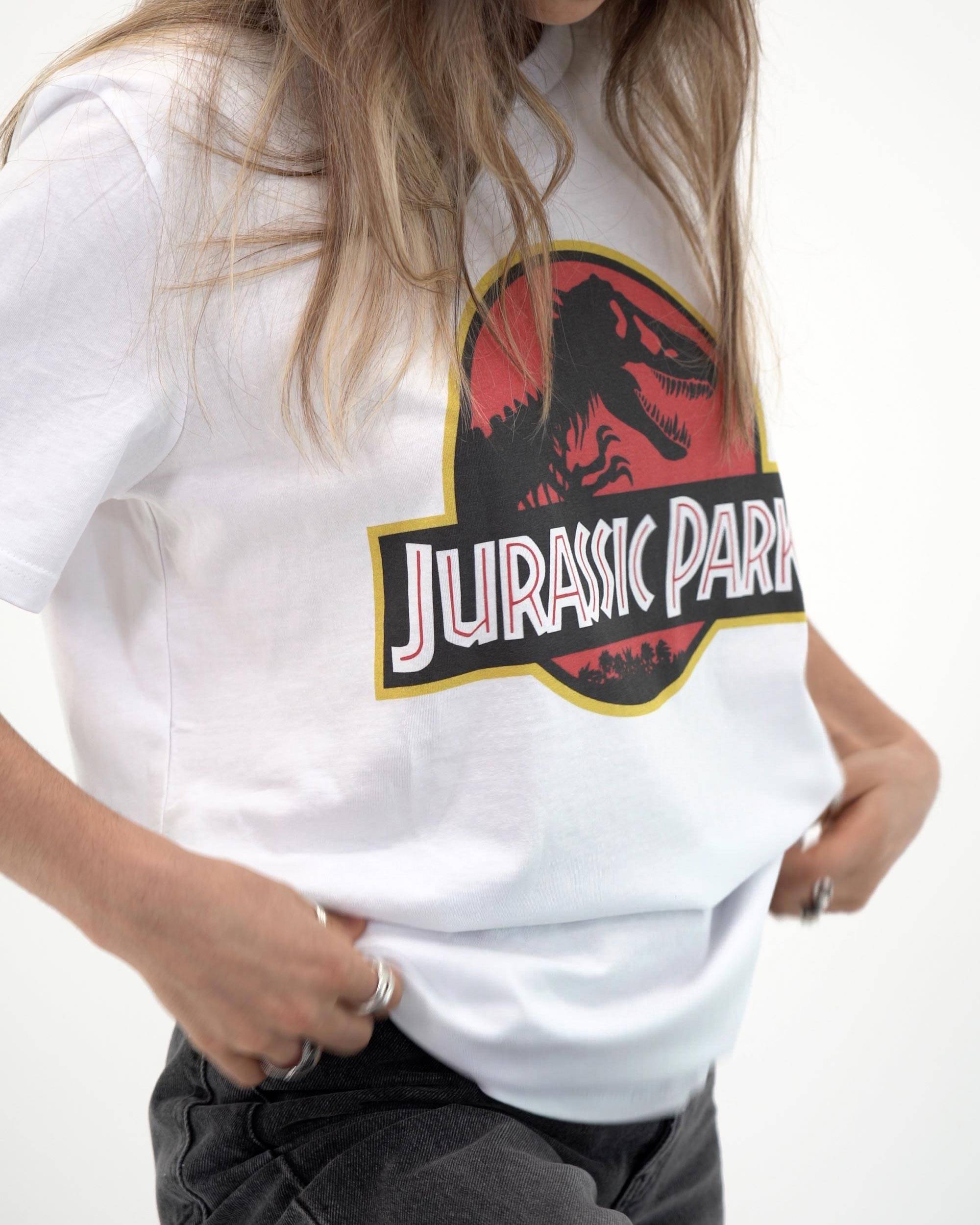 T-shirt Logo Jurassic Park de couleur Blanc