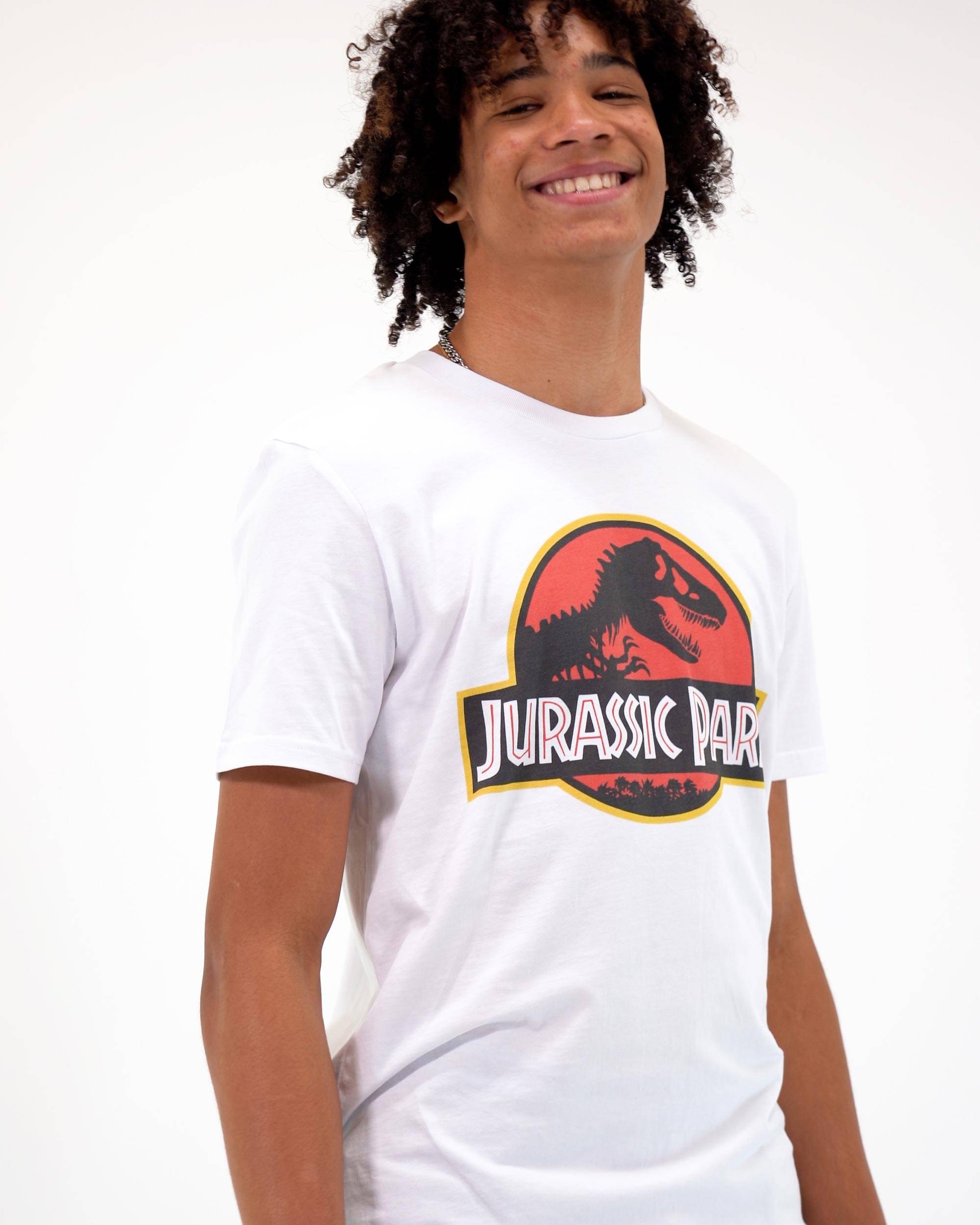 T-shirt Logo Jurassic Park de couleur Blanc