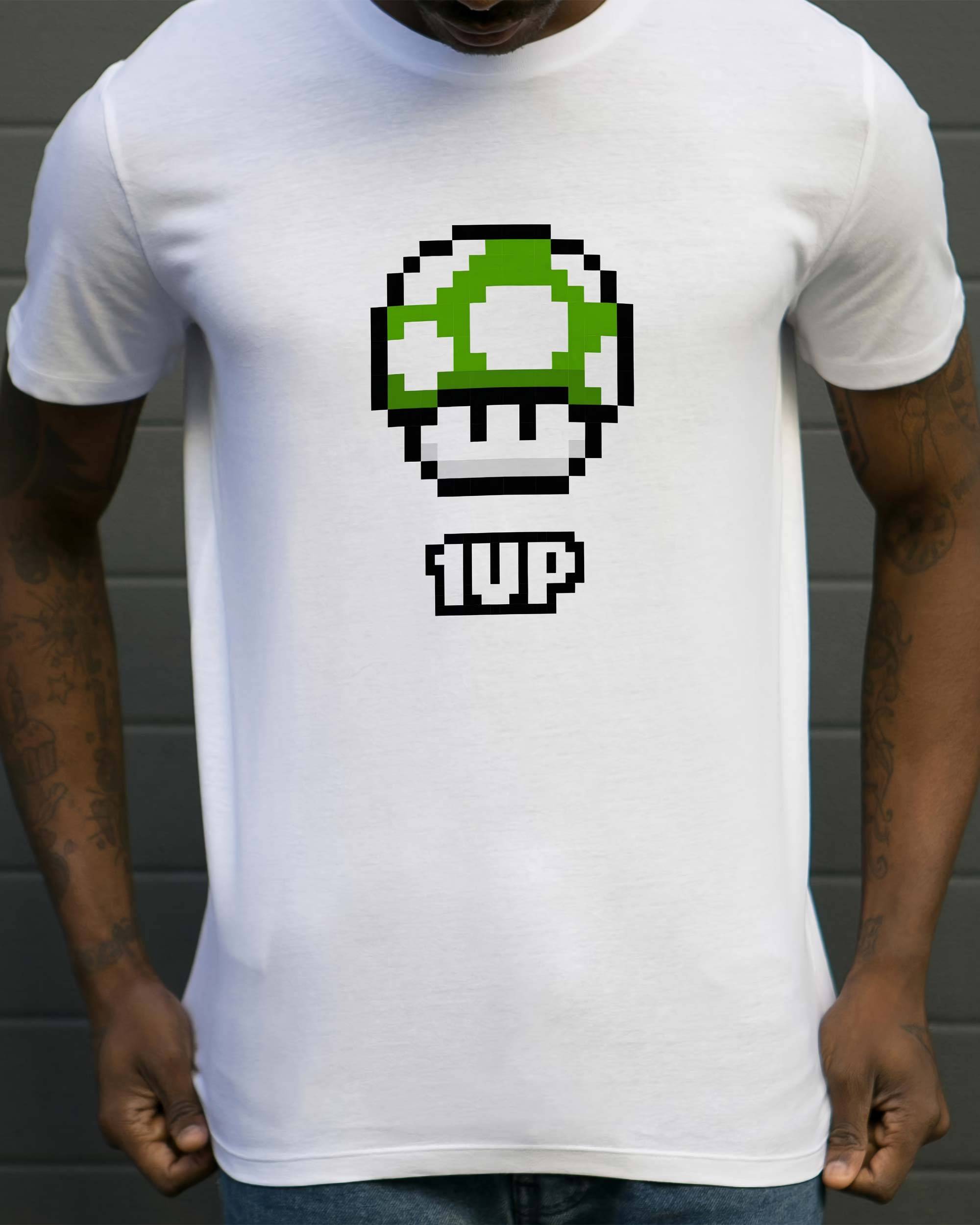 T-shirt 1UP Vert de couleur Blanc