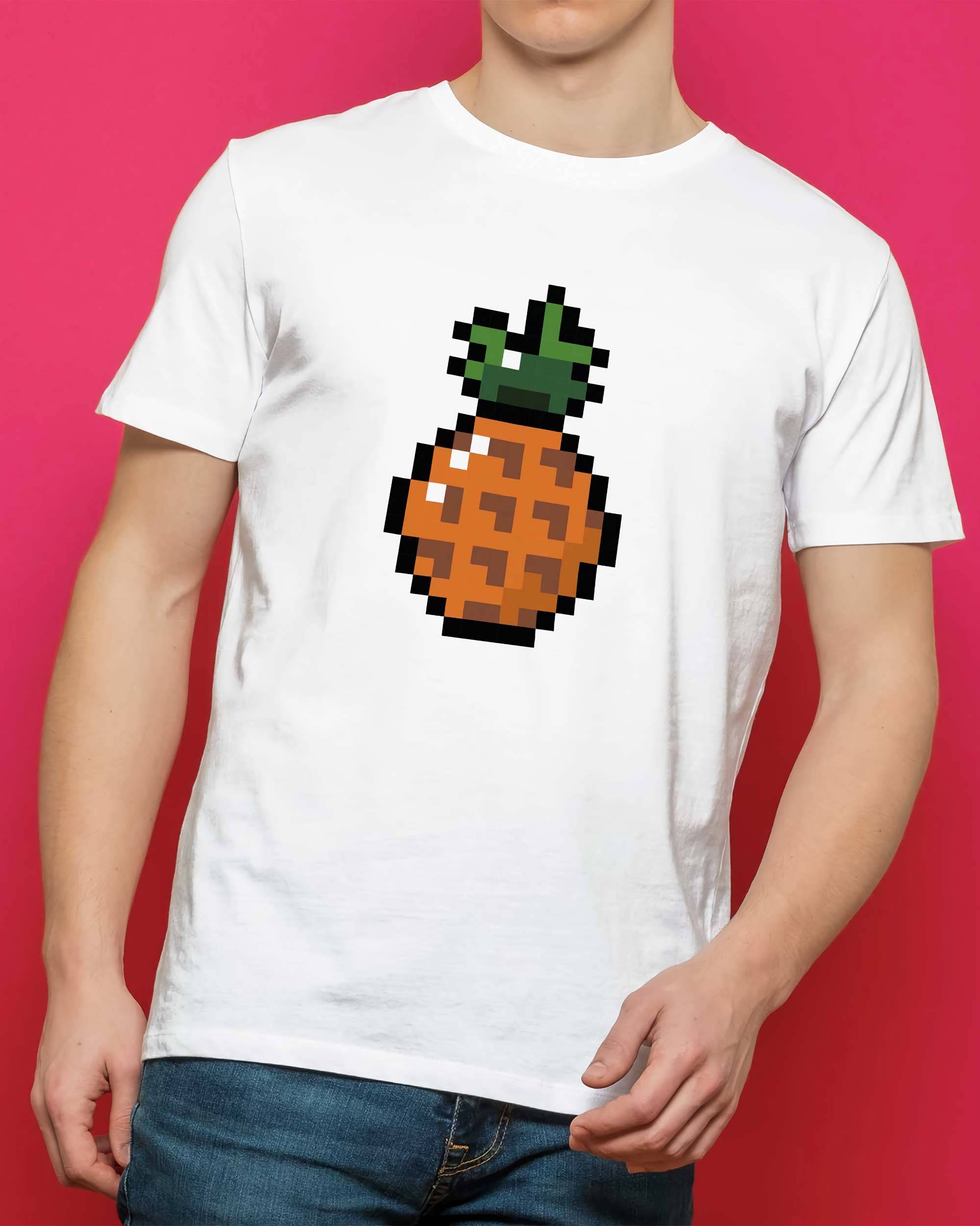 T-shirt Pixel Ananas de couleur Blanc