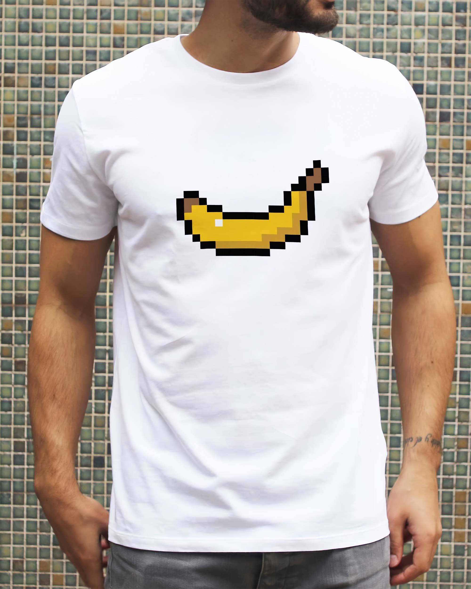 T-shirt Pixel Banane de couleur Blanc
