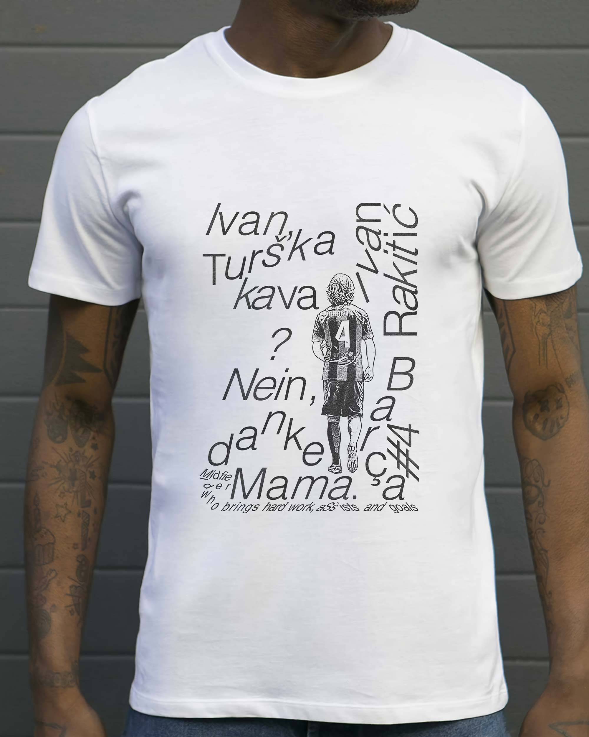 T-shirt Ivan Rakitic de couleur Blanc par Sucker For Soccer