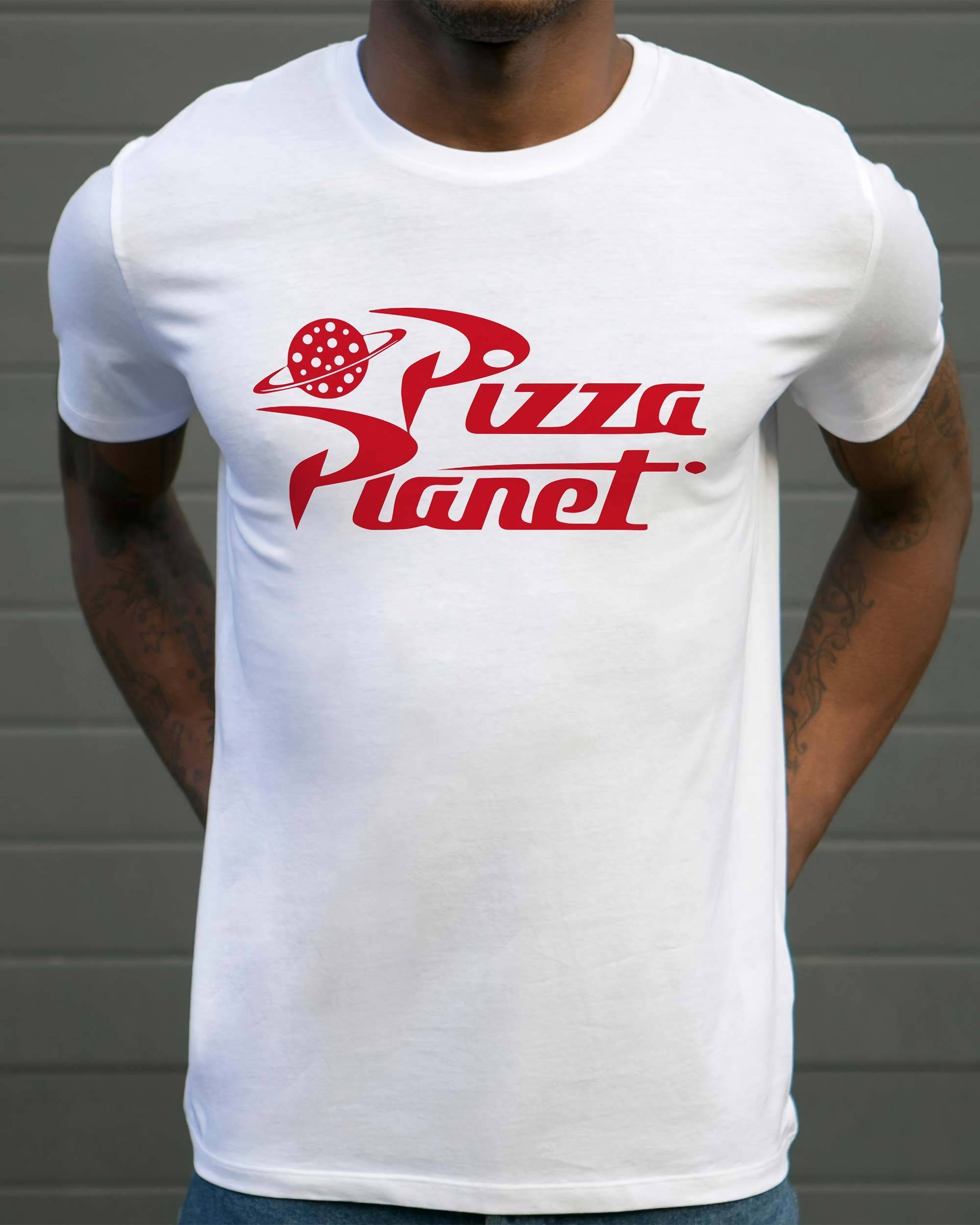 T-shirt Logo Pizza Planet de couleur Blanc