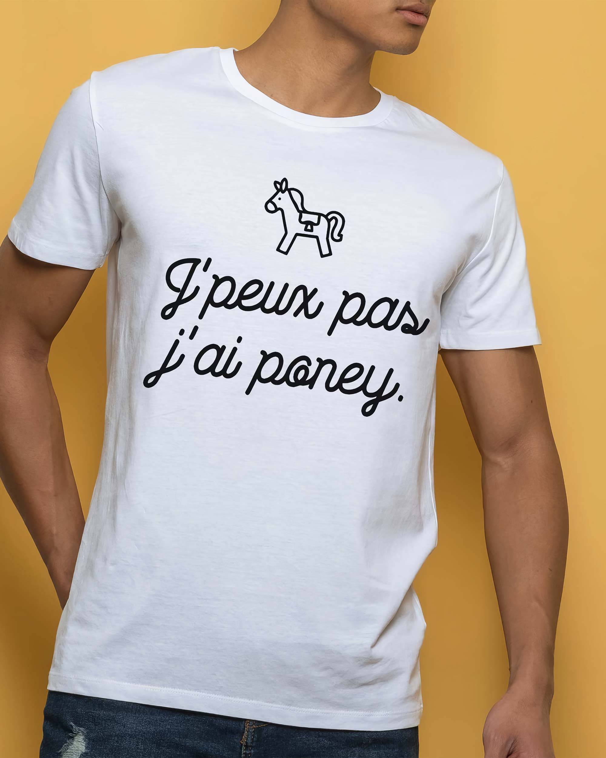 T-shirt J’peux Pas J’ai Poney de couleur Blanc