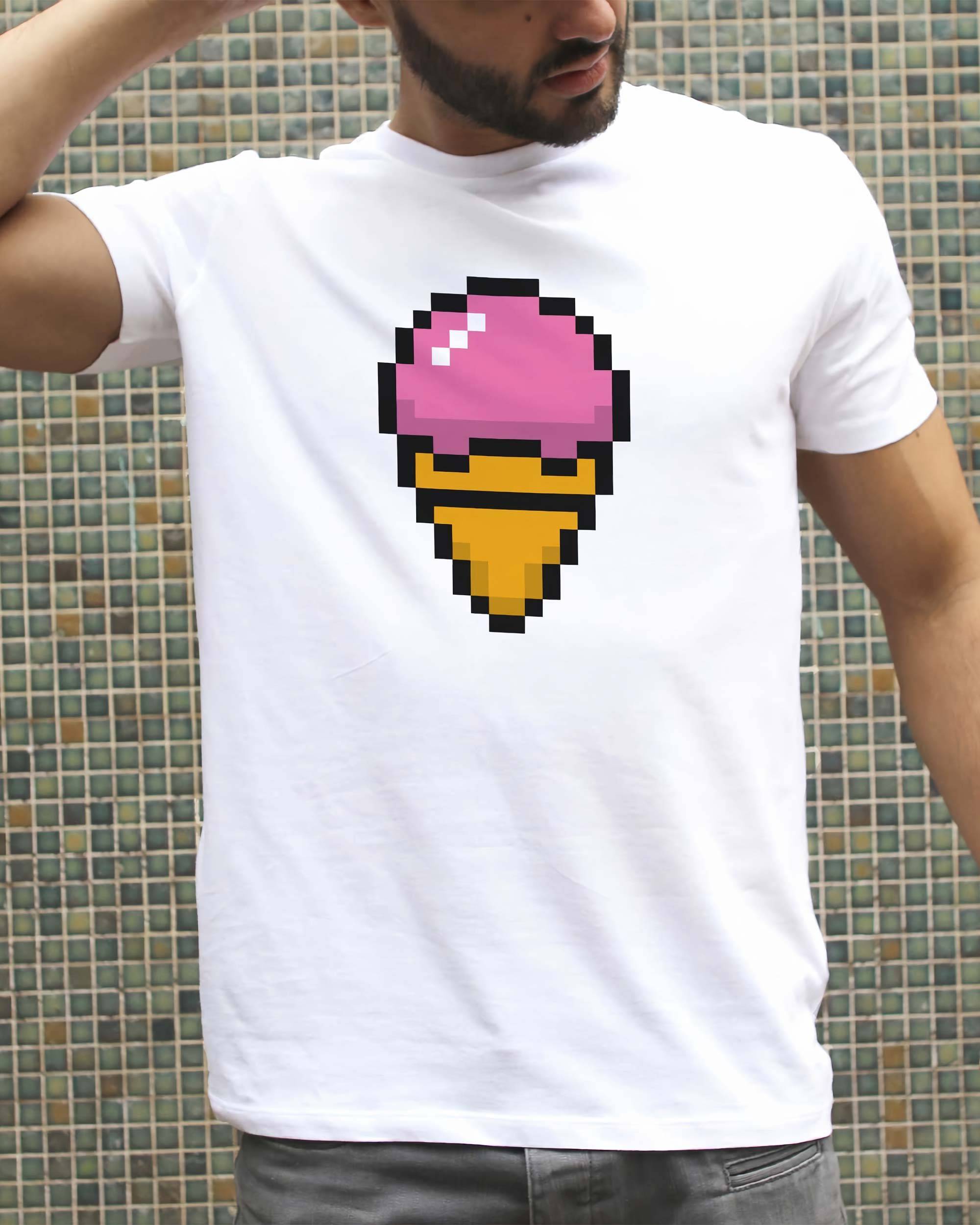 T-shirt Pixel Glace de couleur Blanc