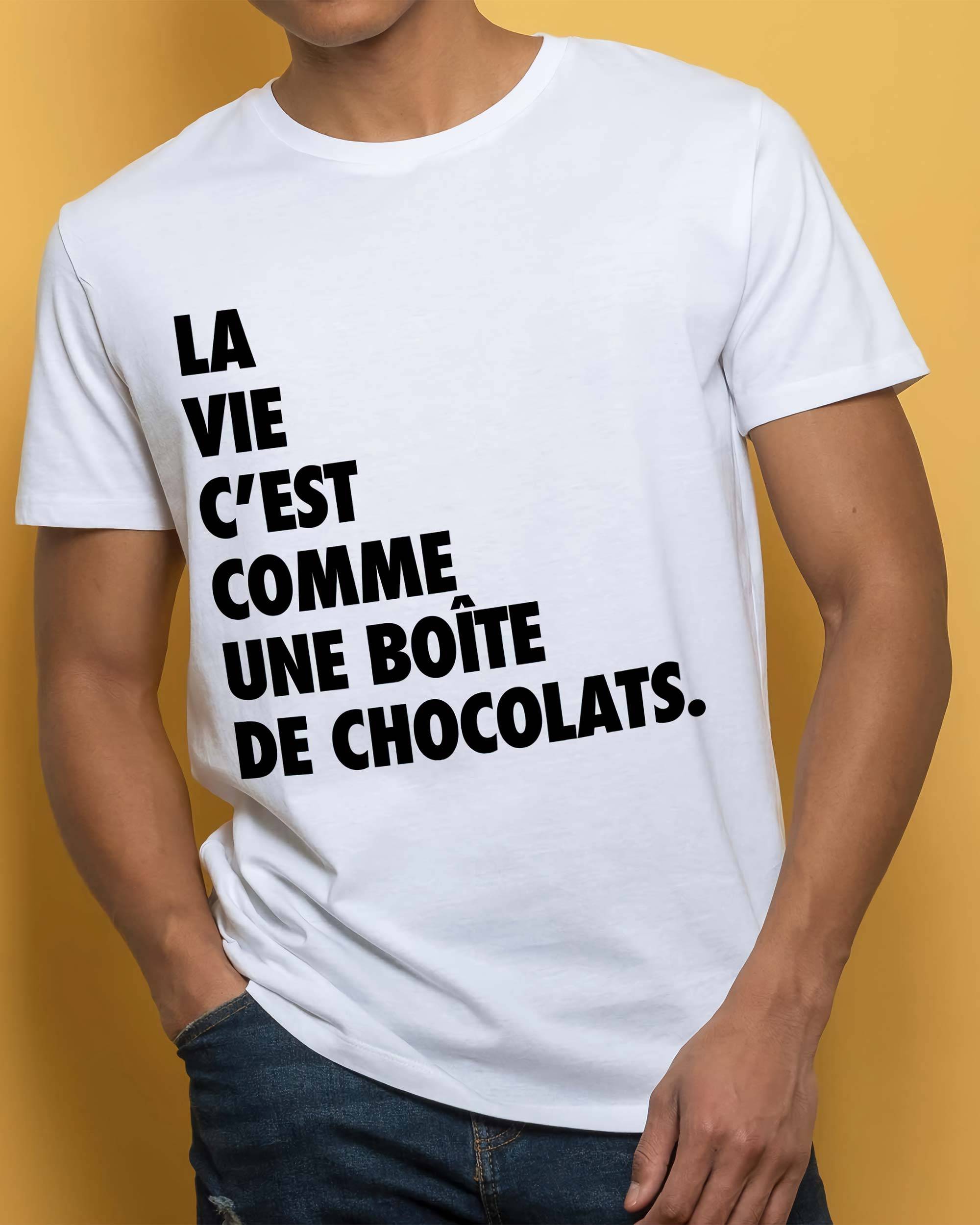 T-shirt La Vie C'est Comme Une Boîte de Chocolats de couleur Blanc