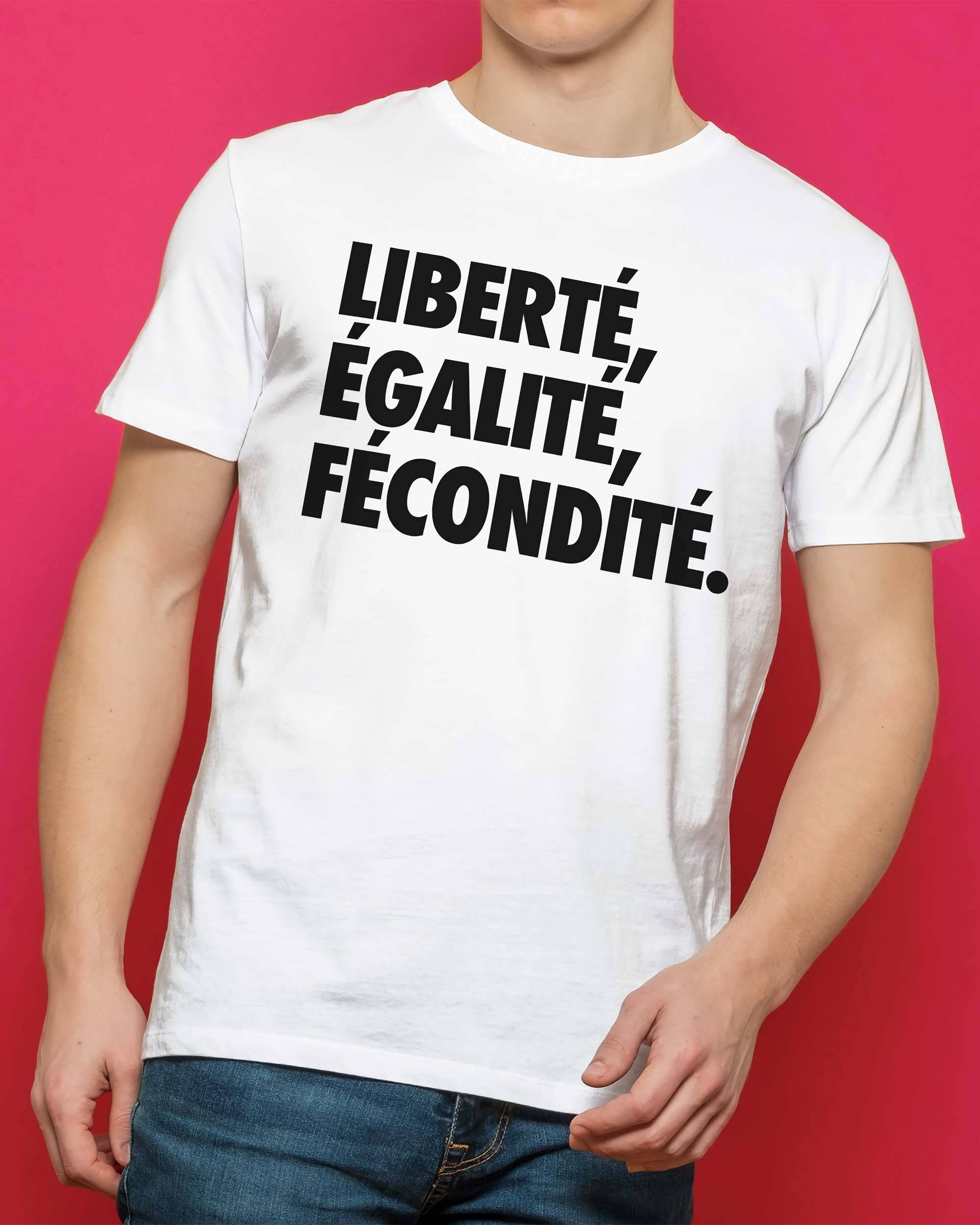 T-shirt Liberté, Égalité, Fécondité de couleur Blanc