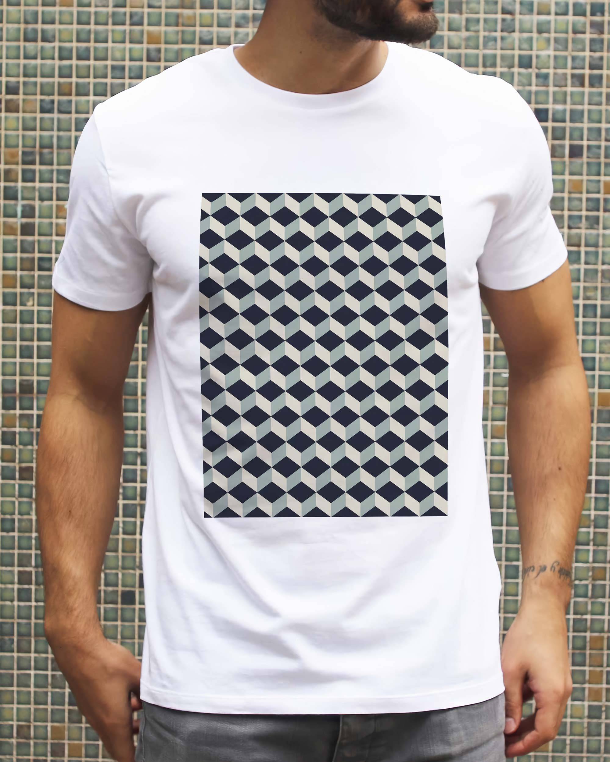 T-shirt Cube 3D de couleur Blanc
