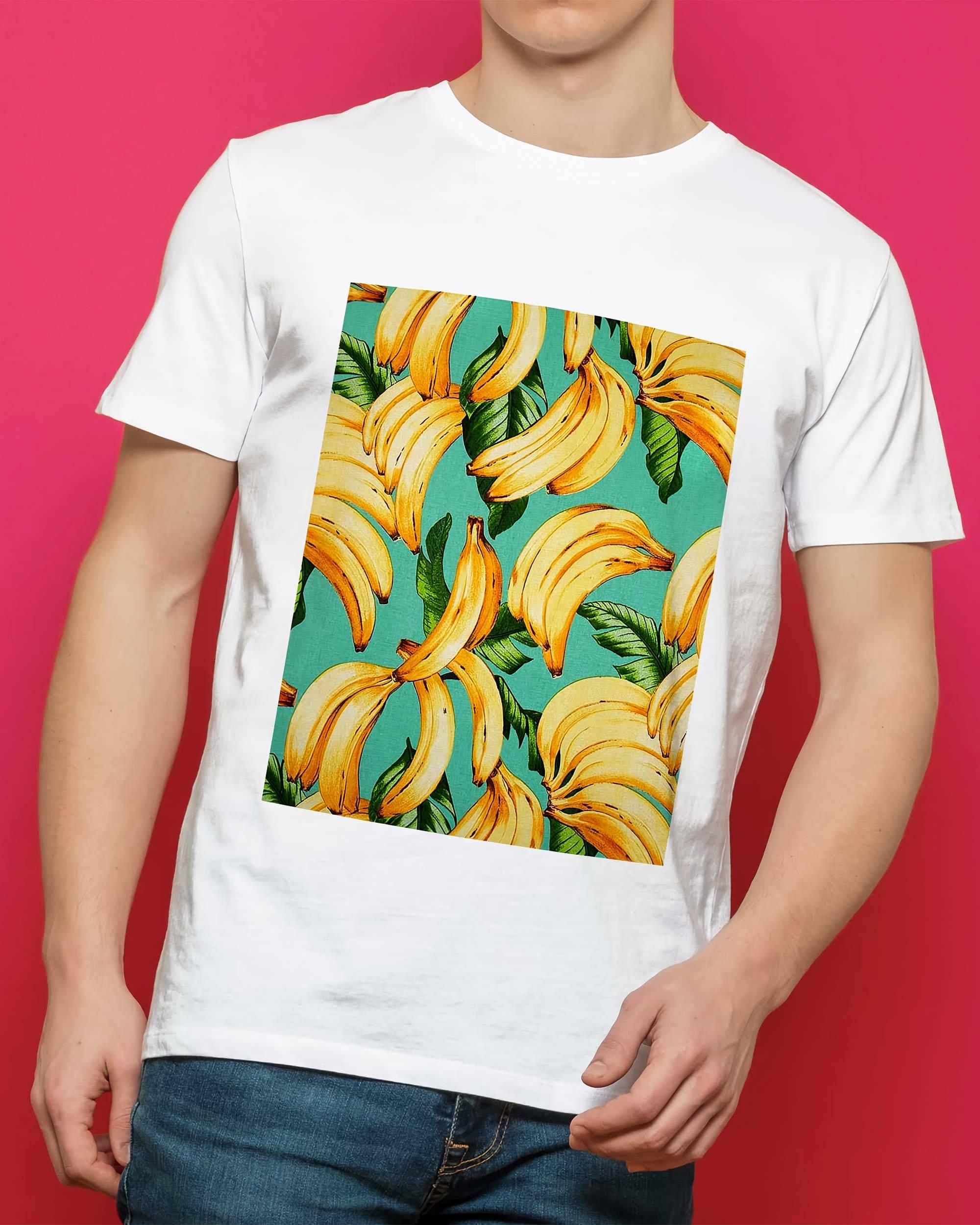 T-shirt Motifs Bananes de couleur Blanc