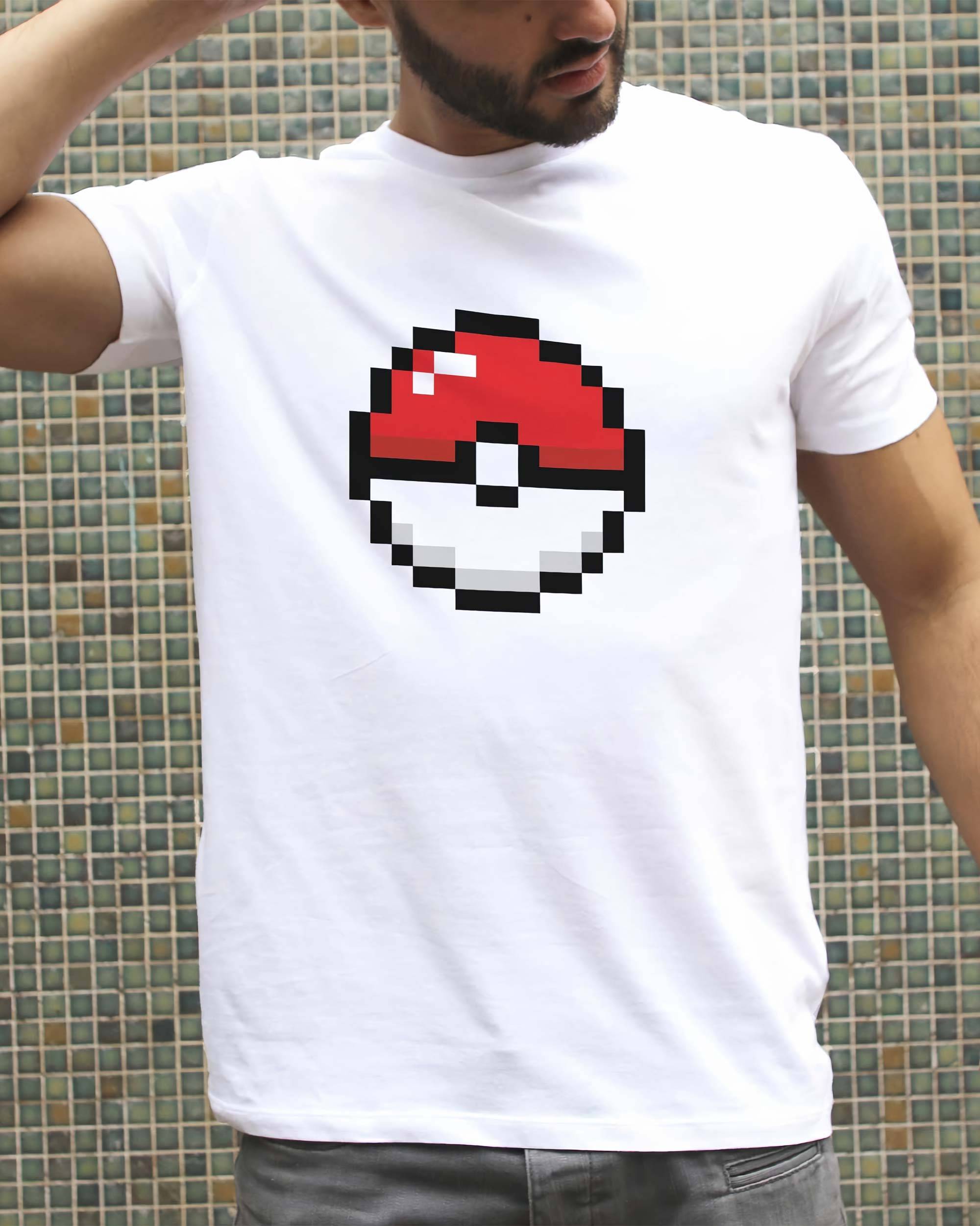 T-shirt Pokeball Pixel de couleur Blanc