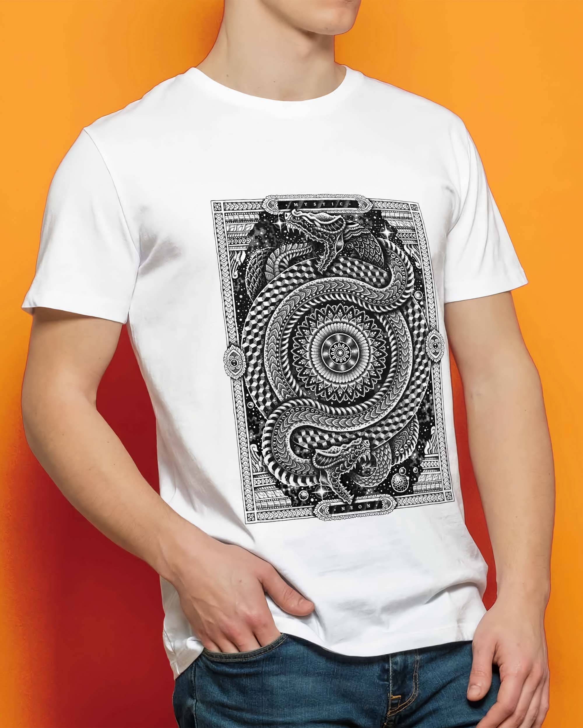 T-shirt Infinity Snake de couleur Blanc par Neon Mystic