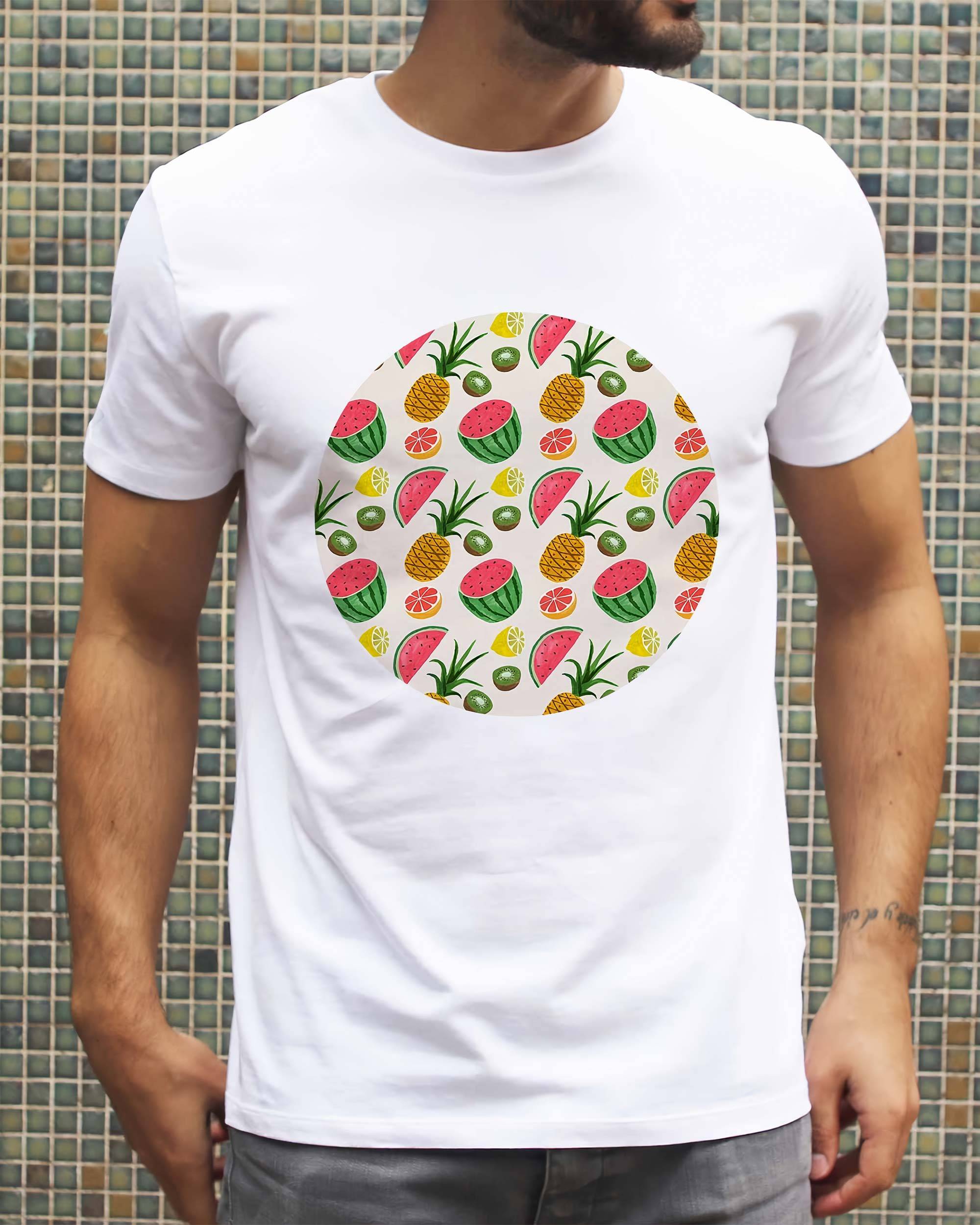 T-shirt Fruits D'été de couleur Blanc