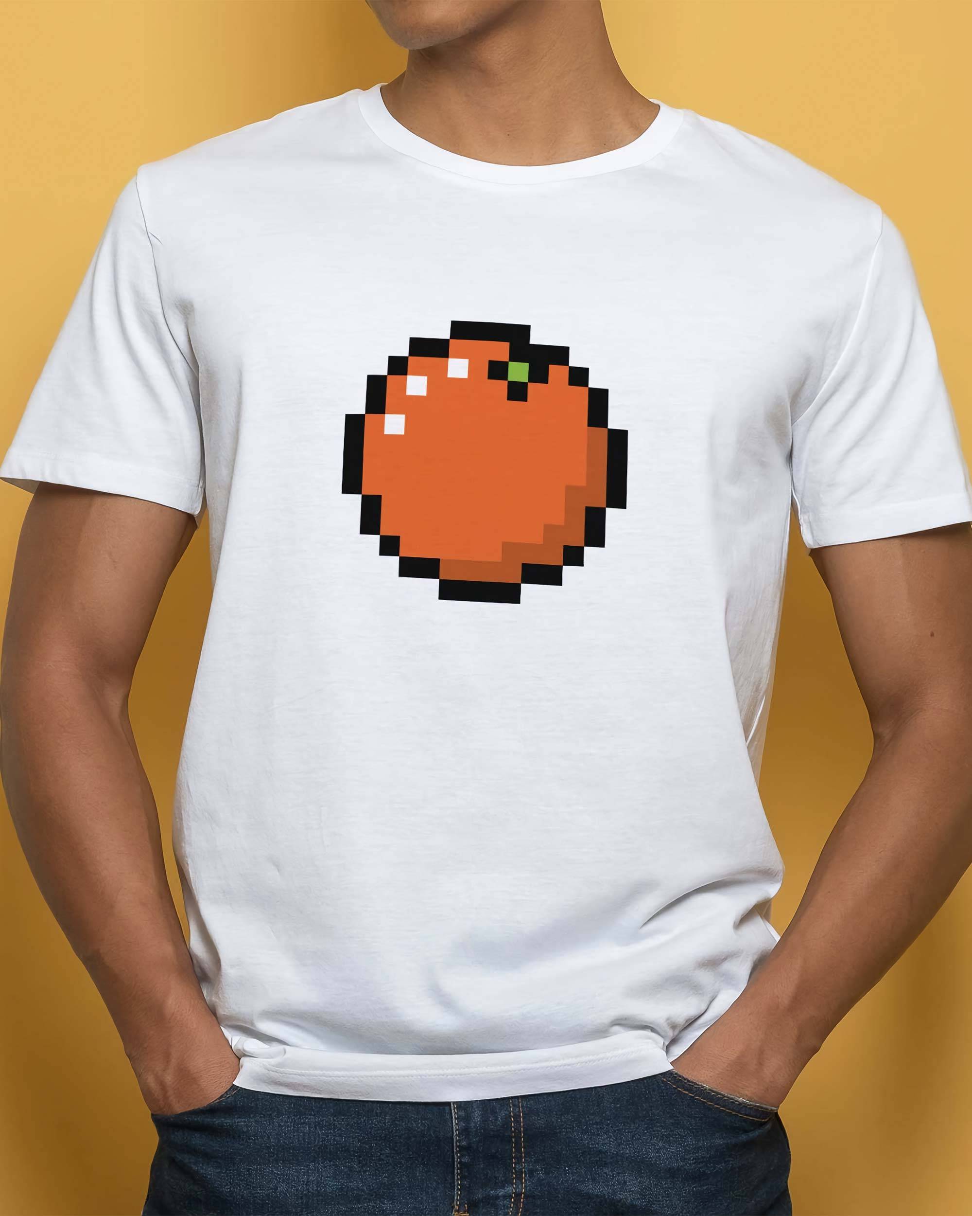 T-shirt Pixel Orange de couleur Blanc