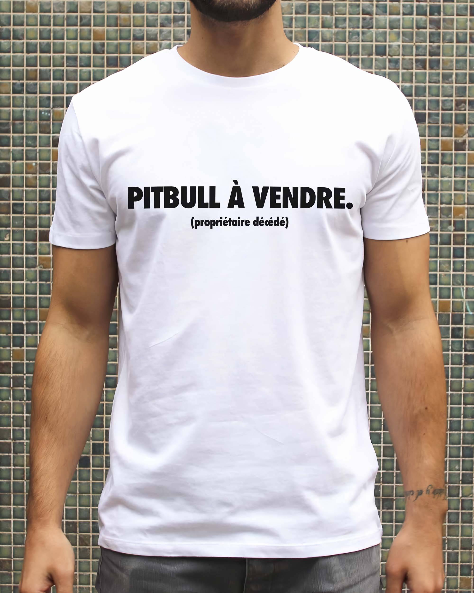 T-shirt Pitbull à Vendre de couleur Blanc