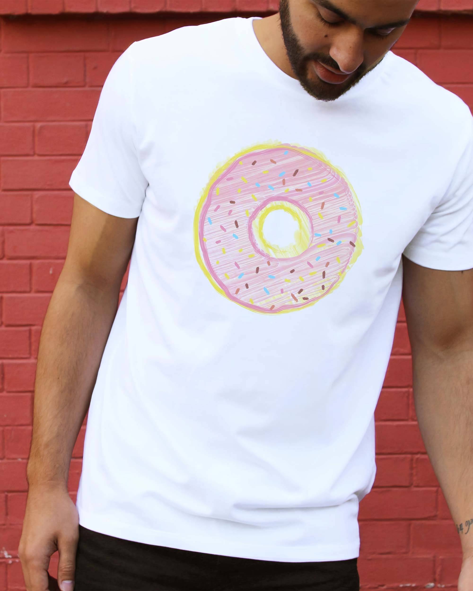 T-shirt Doughnut Rose de couleur Blanc par Catchy