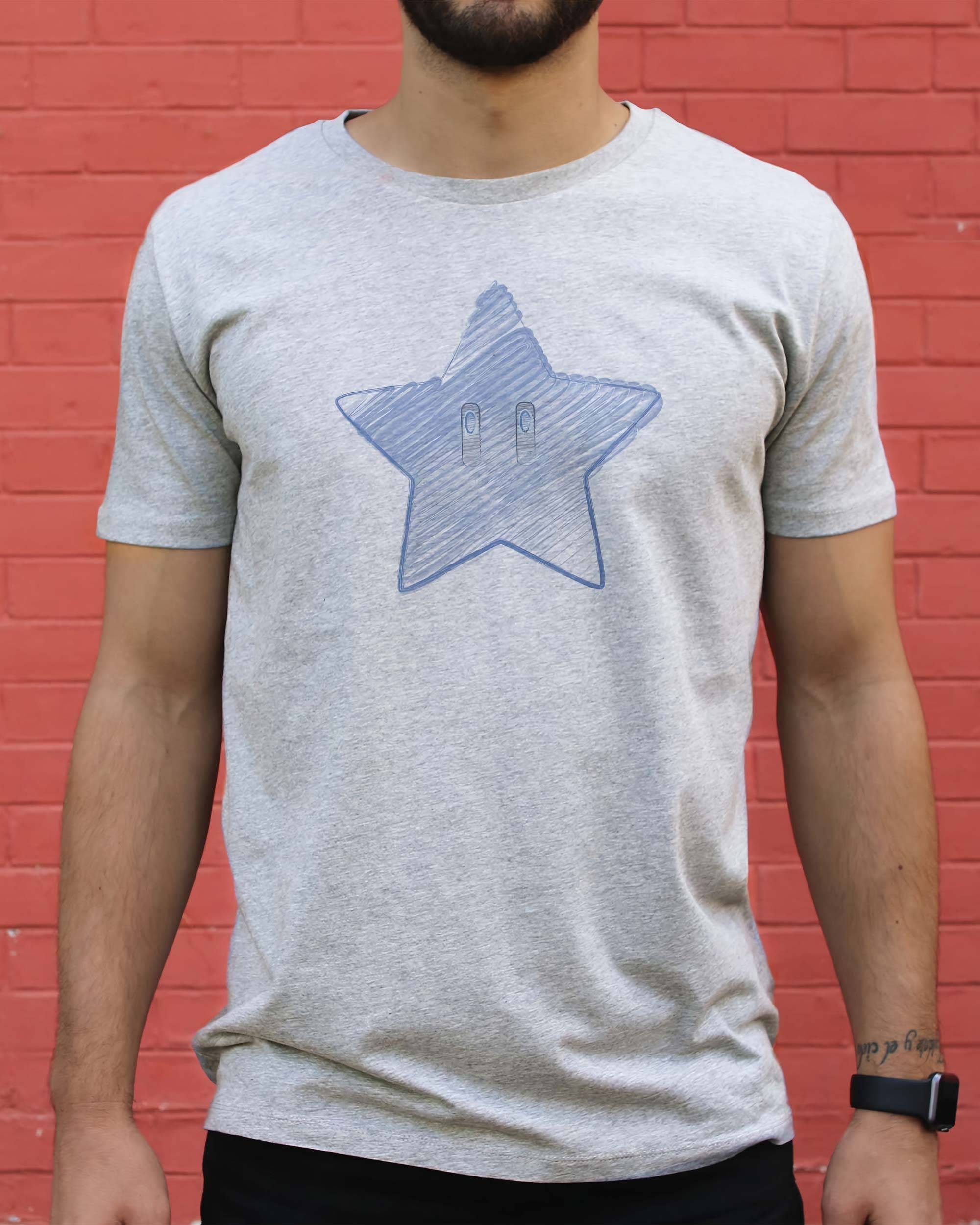 T-shirt Étoile Bleue Mario de couleur Gris chiné par Catchy