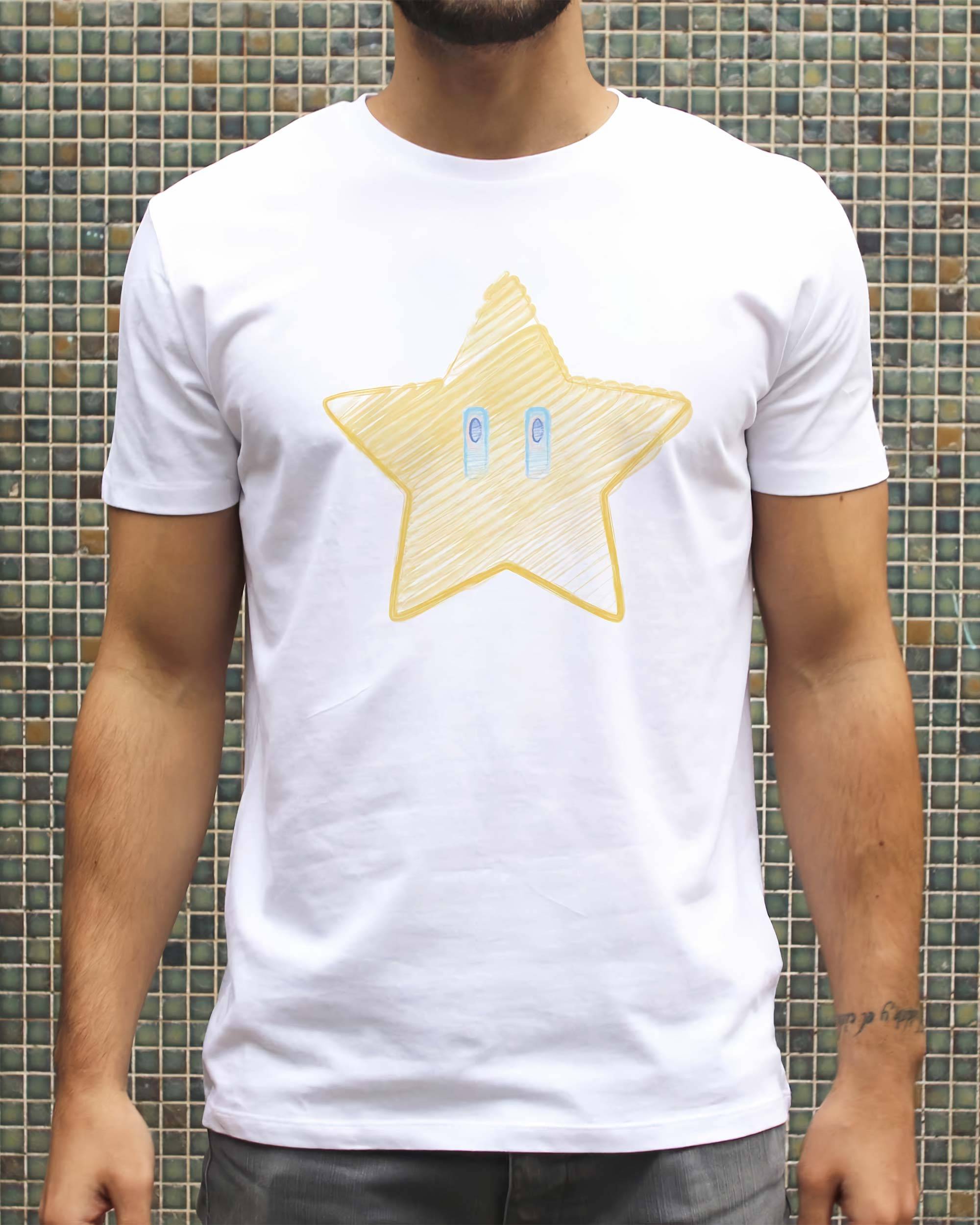 T-shirt Étoile Mario Jaune de couleur Blanc par Catchy