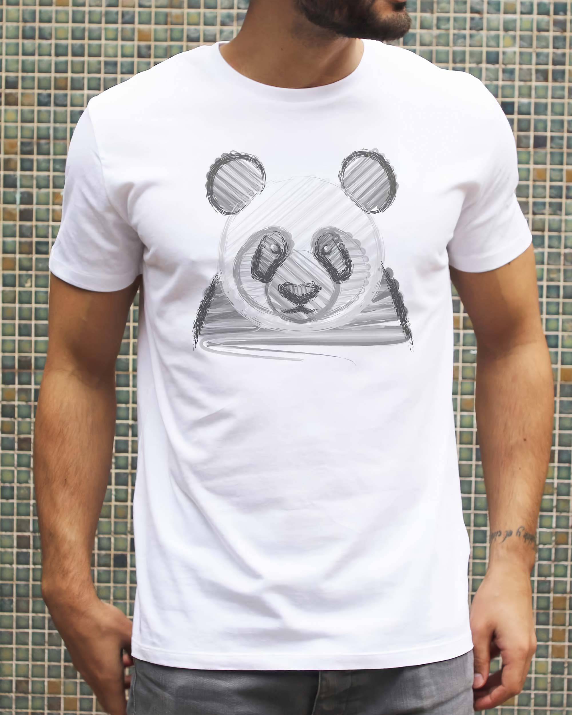 T-shirt Panda Noir de couleur Blanc par Catchy