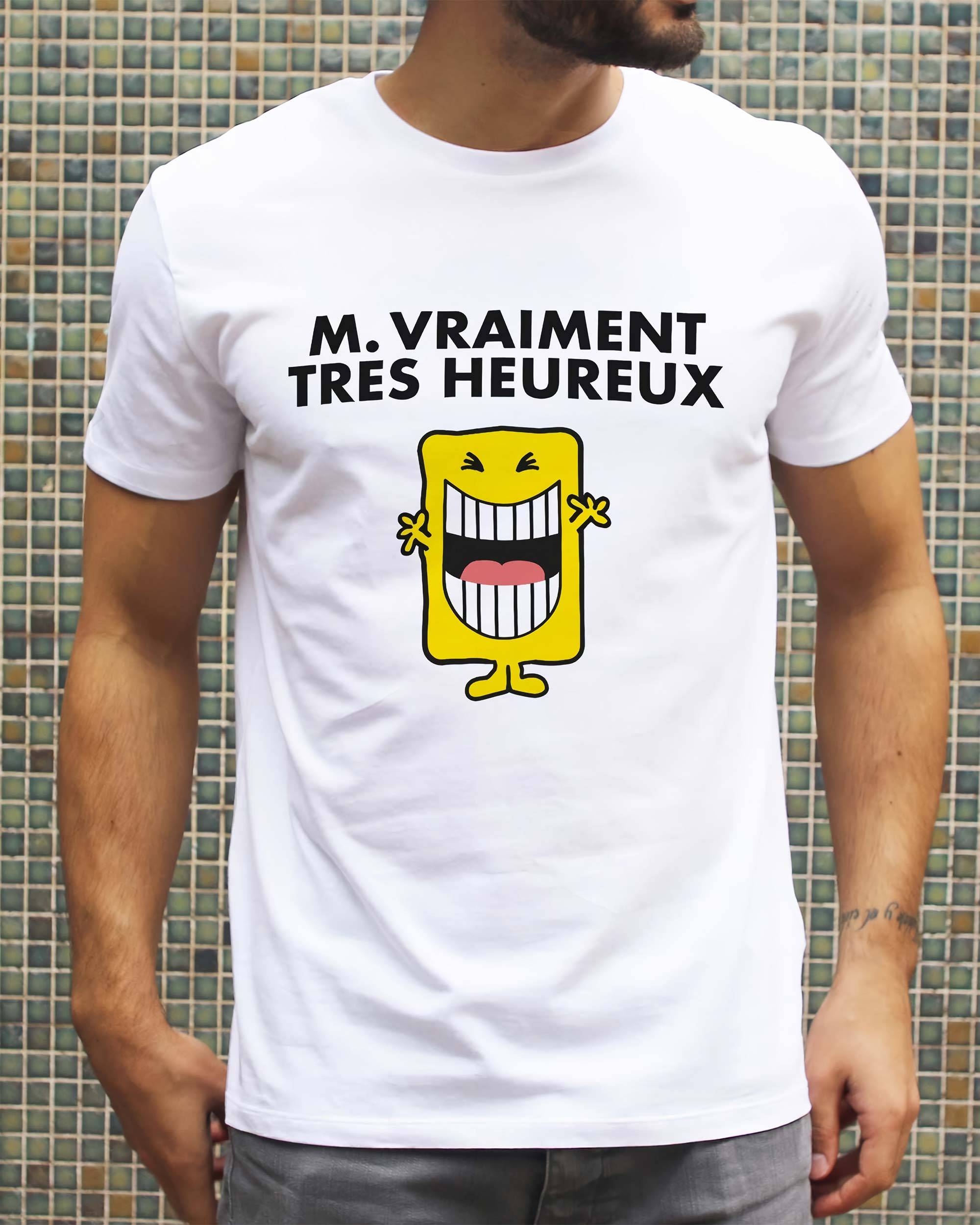 T-shirt Monsieur Heureux de couleur Blanc