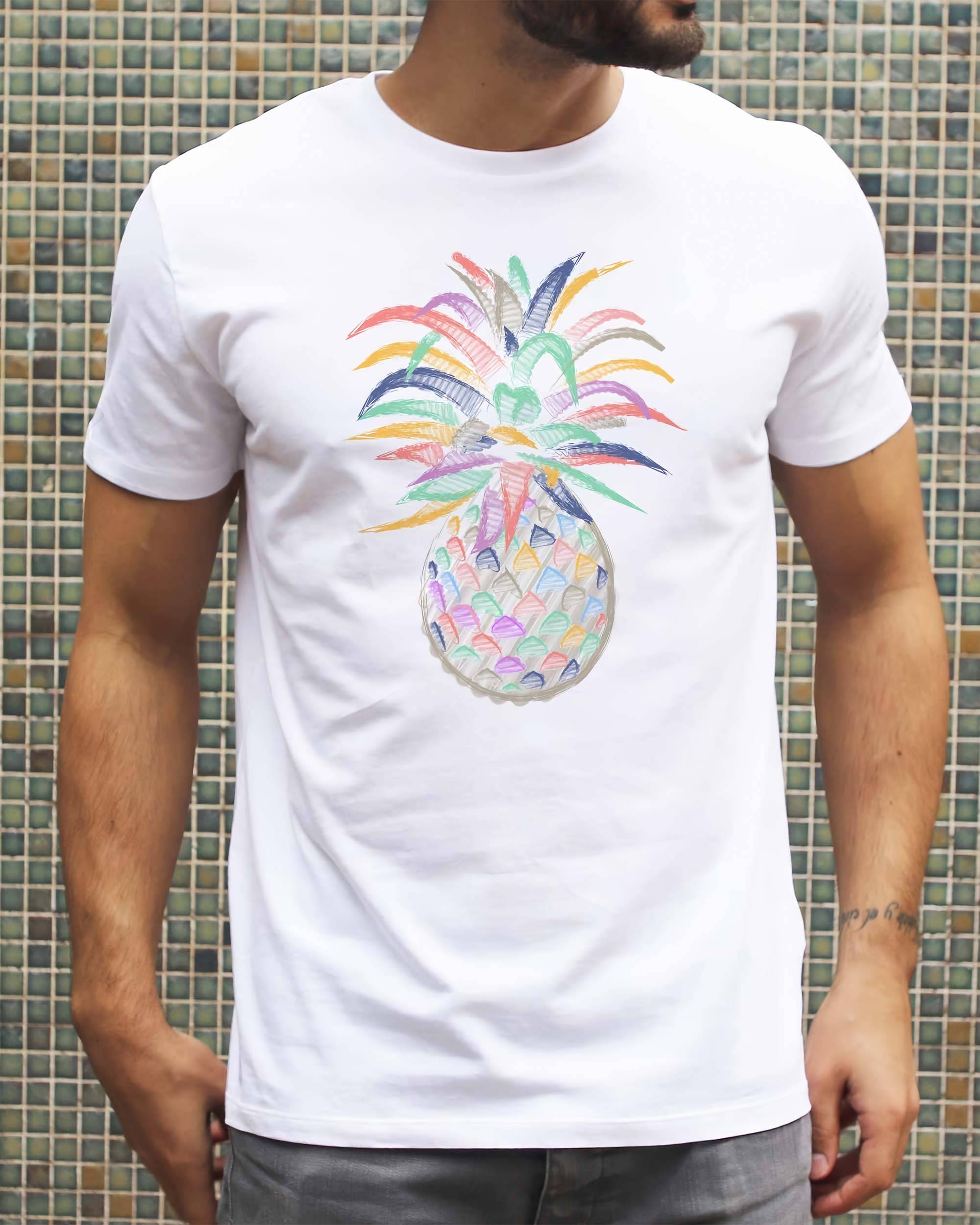 T-shirt Ananas Multicolore de couleur Blanc par Catchy