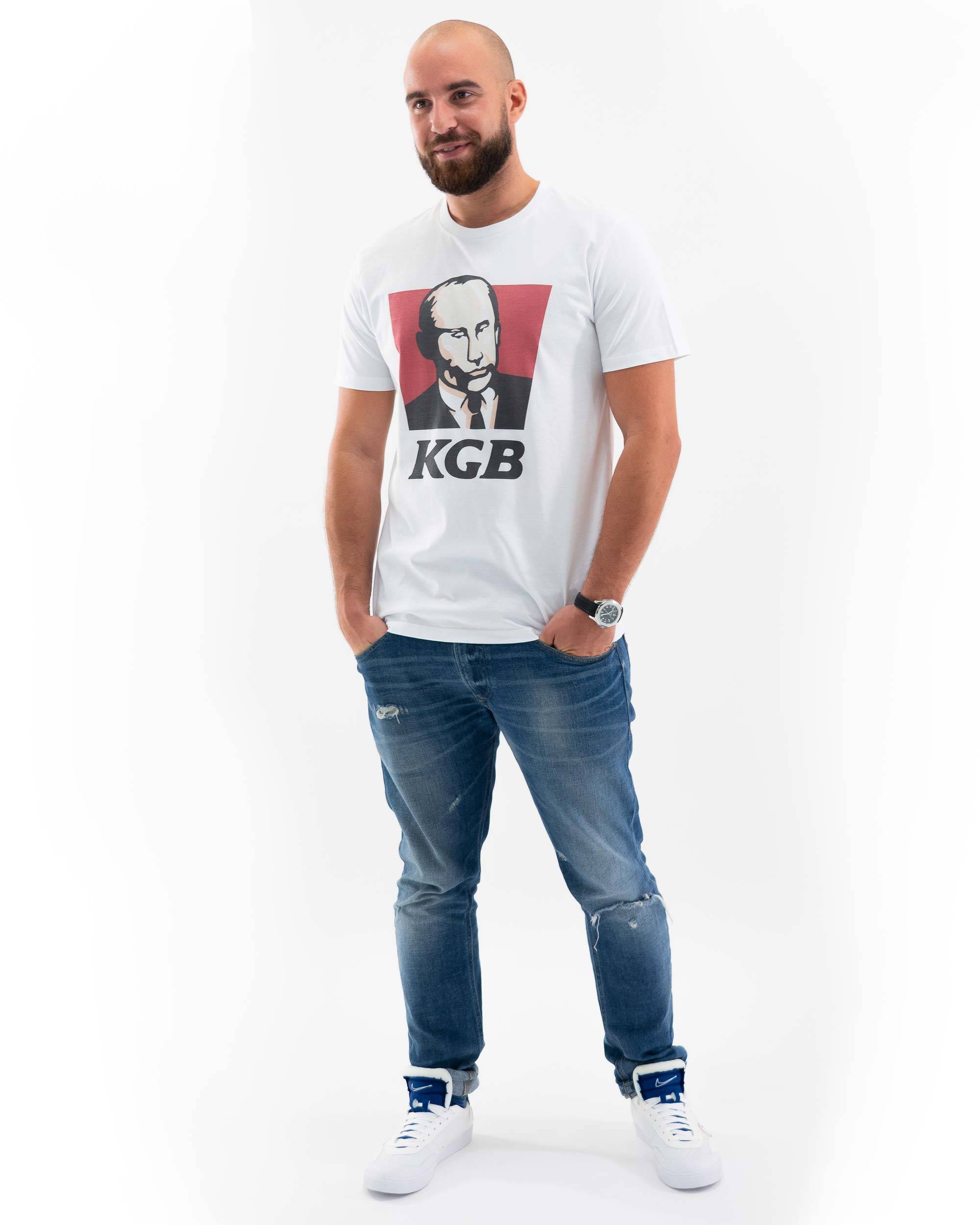 T-shirt Poulet KGB de couleur Blanc