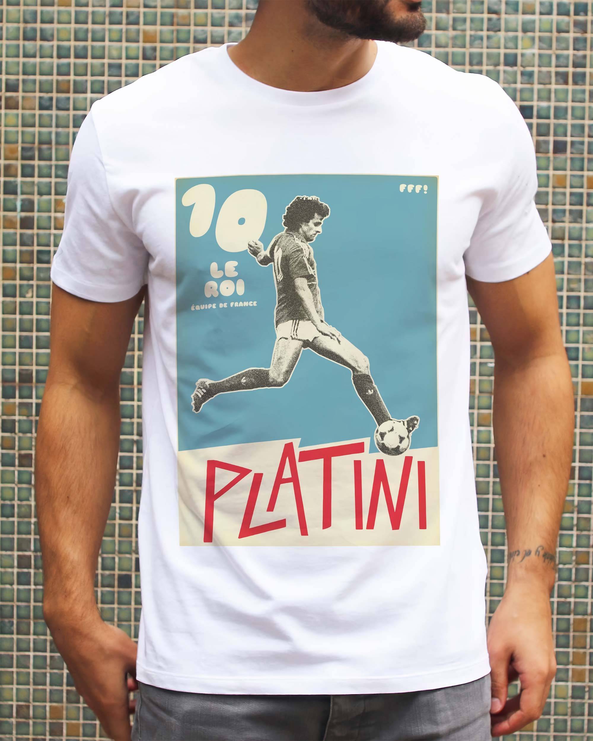 T-shirt Platini de couleur Blanc par Sucker For Soccer