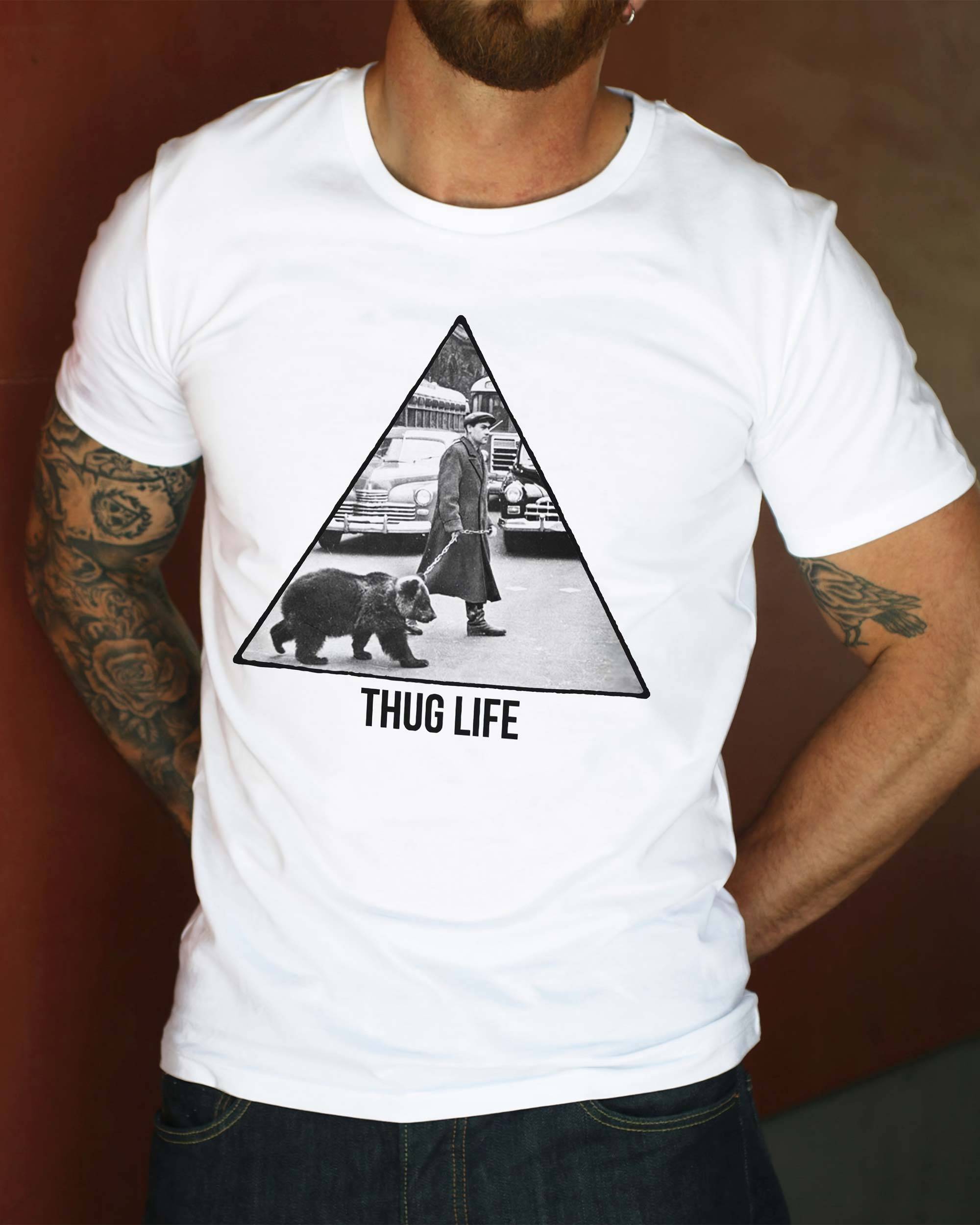 T-shirt Ours Thug Life de couleur Blanc par Catchy