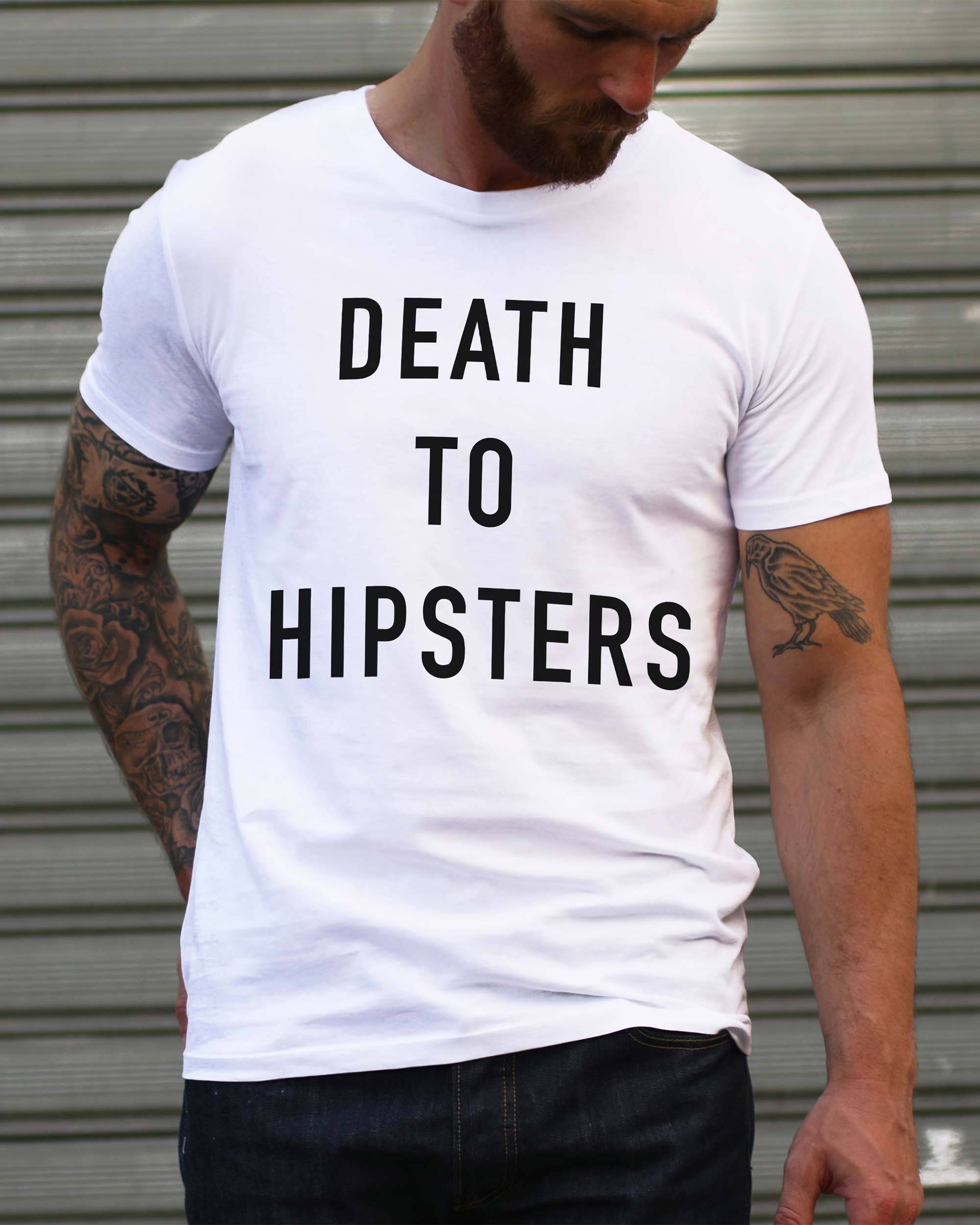 T-shirt Death To Hipsters de couleur Blanc