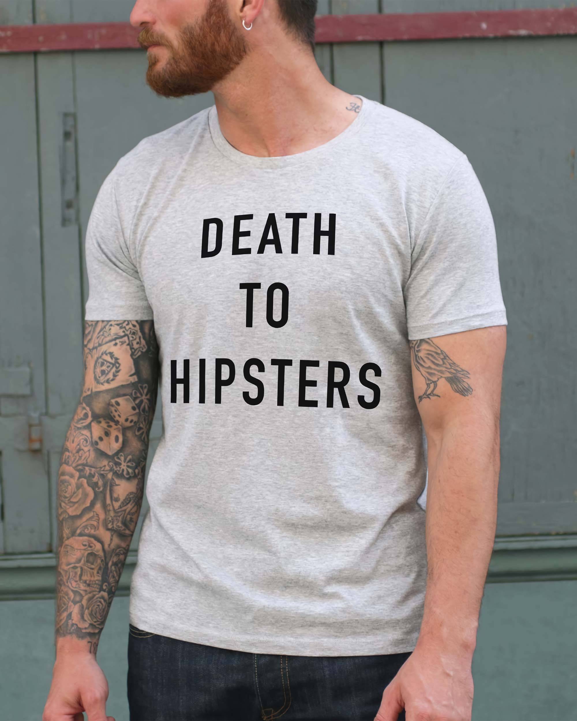 T-shirt Death To Hipsters de couleur Blanc