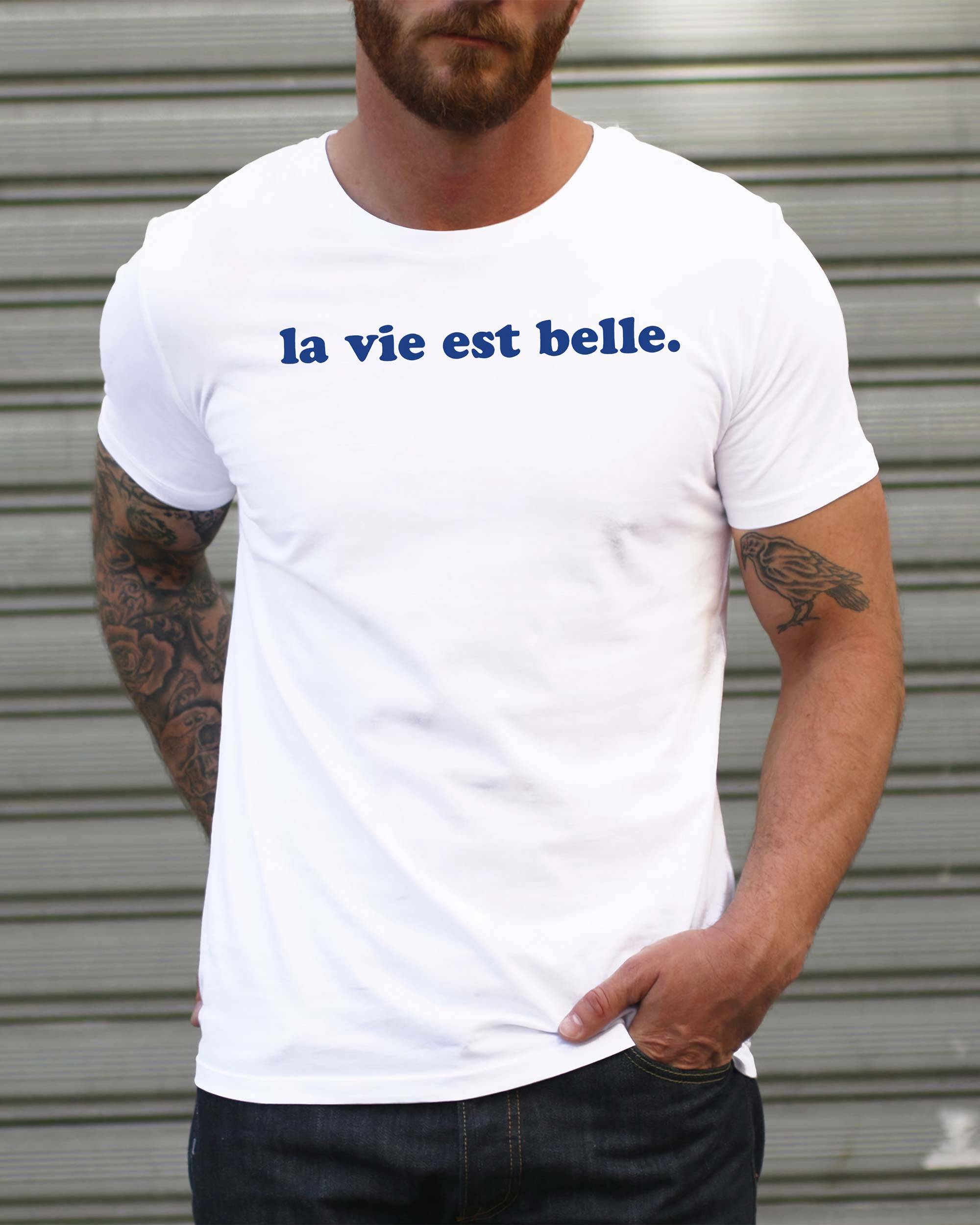 T-shirt La Vie est Belle de couleur Blanc