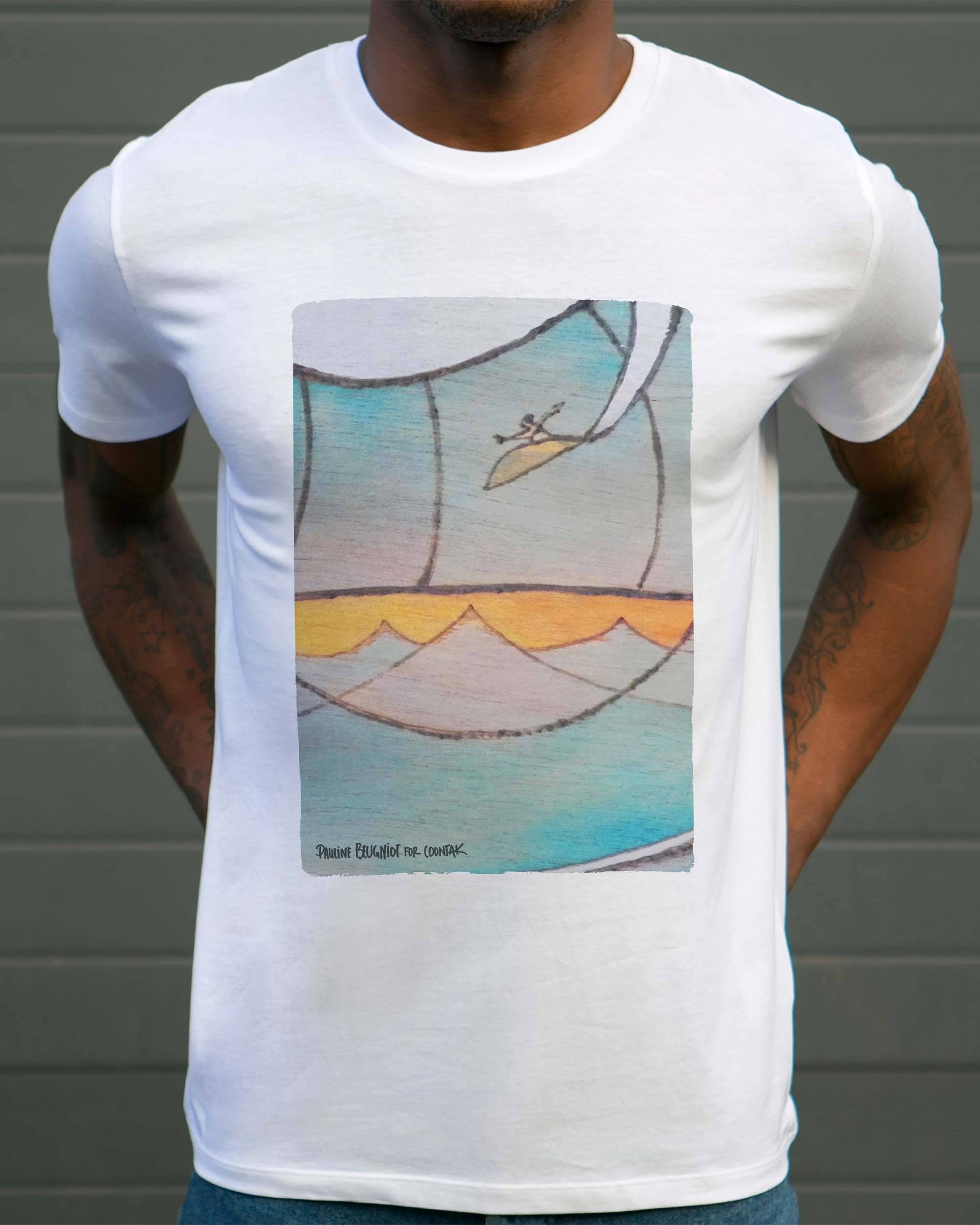 T-shirt Sunset Surf de couleur Blanc par Coontak