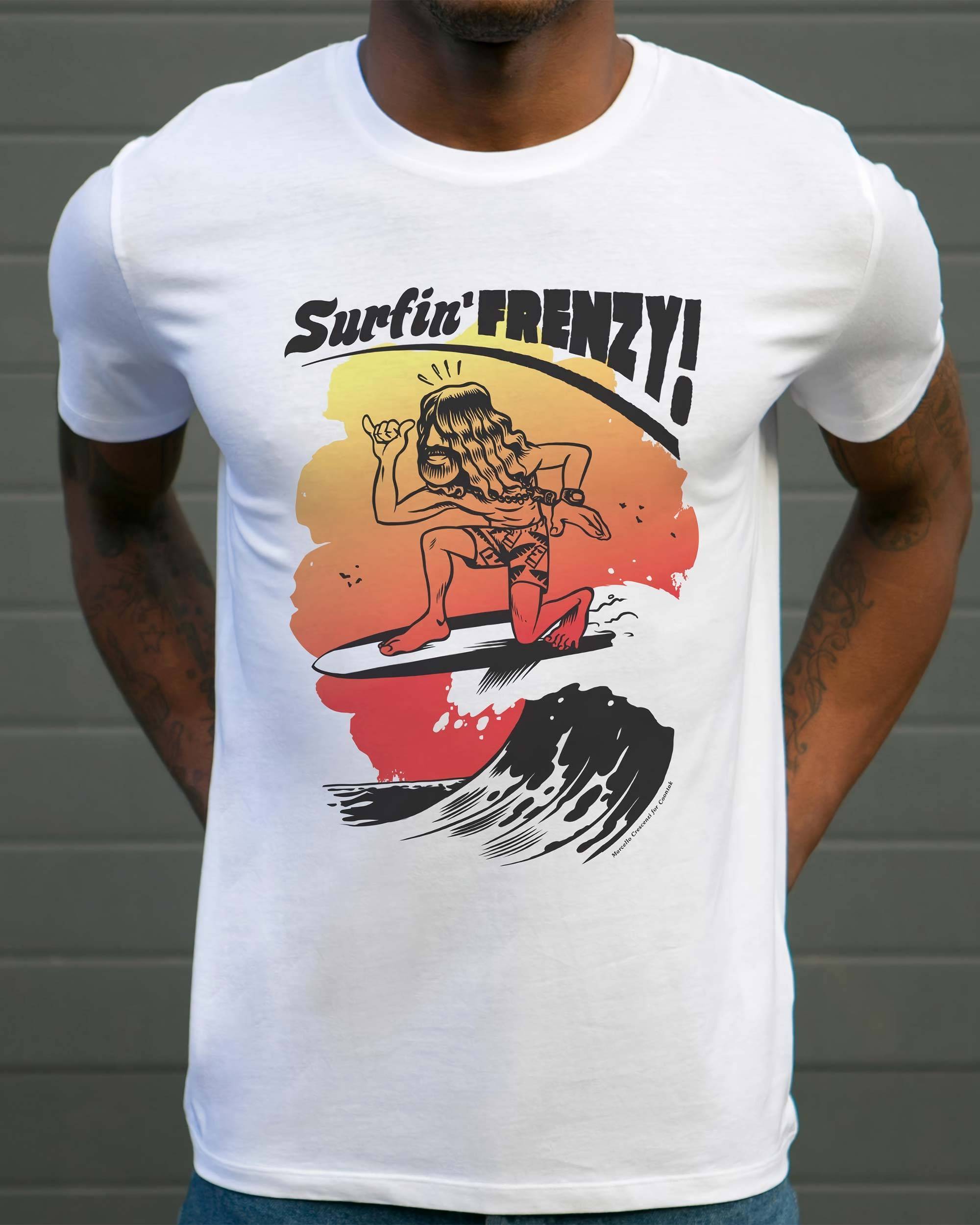T-shirt Surfin' Frenzy de couleur Blanc par Coontak