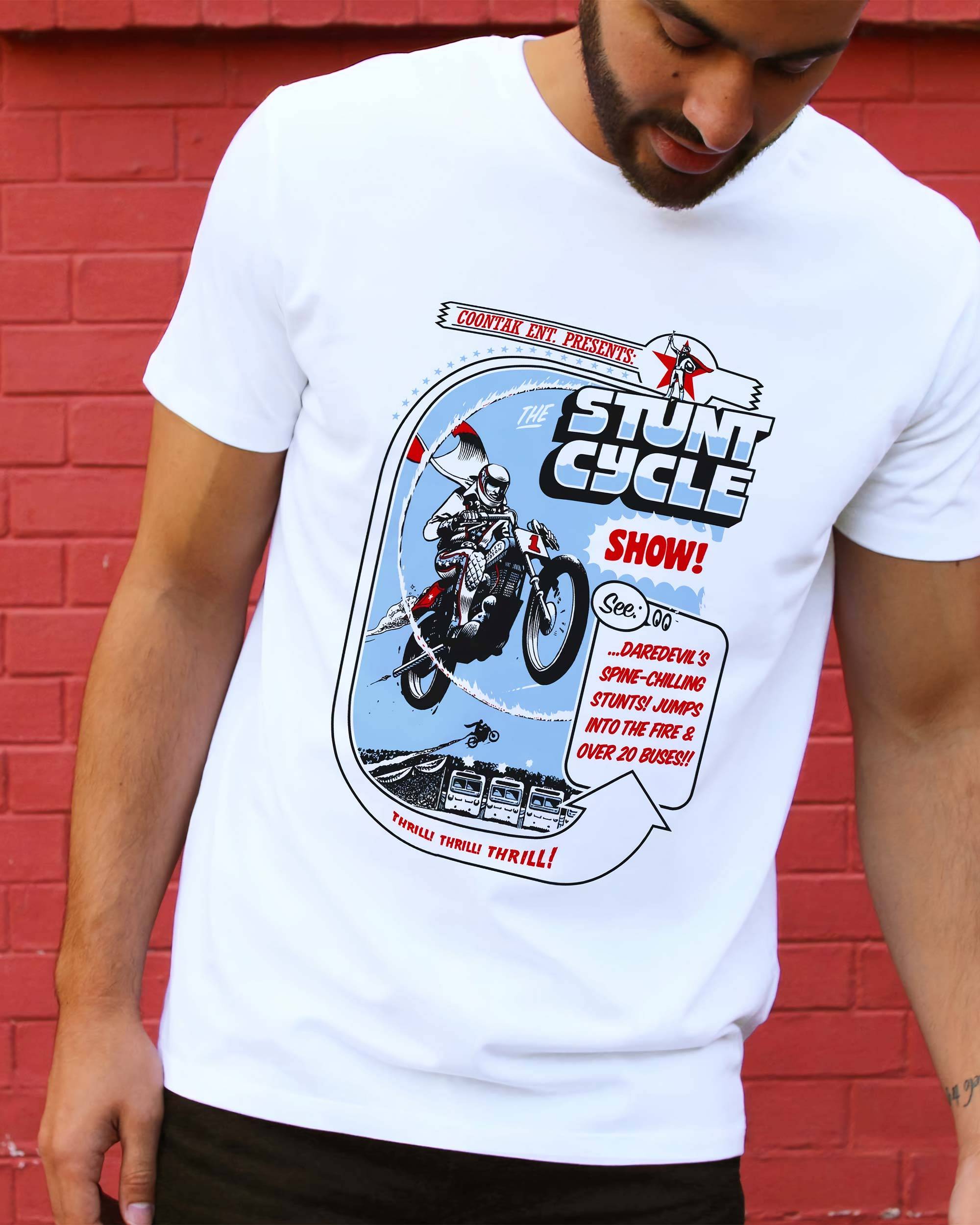 T-shirt The Stunt Cycle Show de couleur Blanc par Coontak