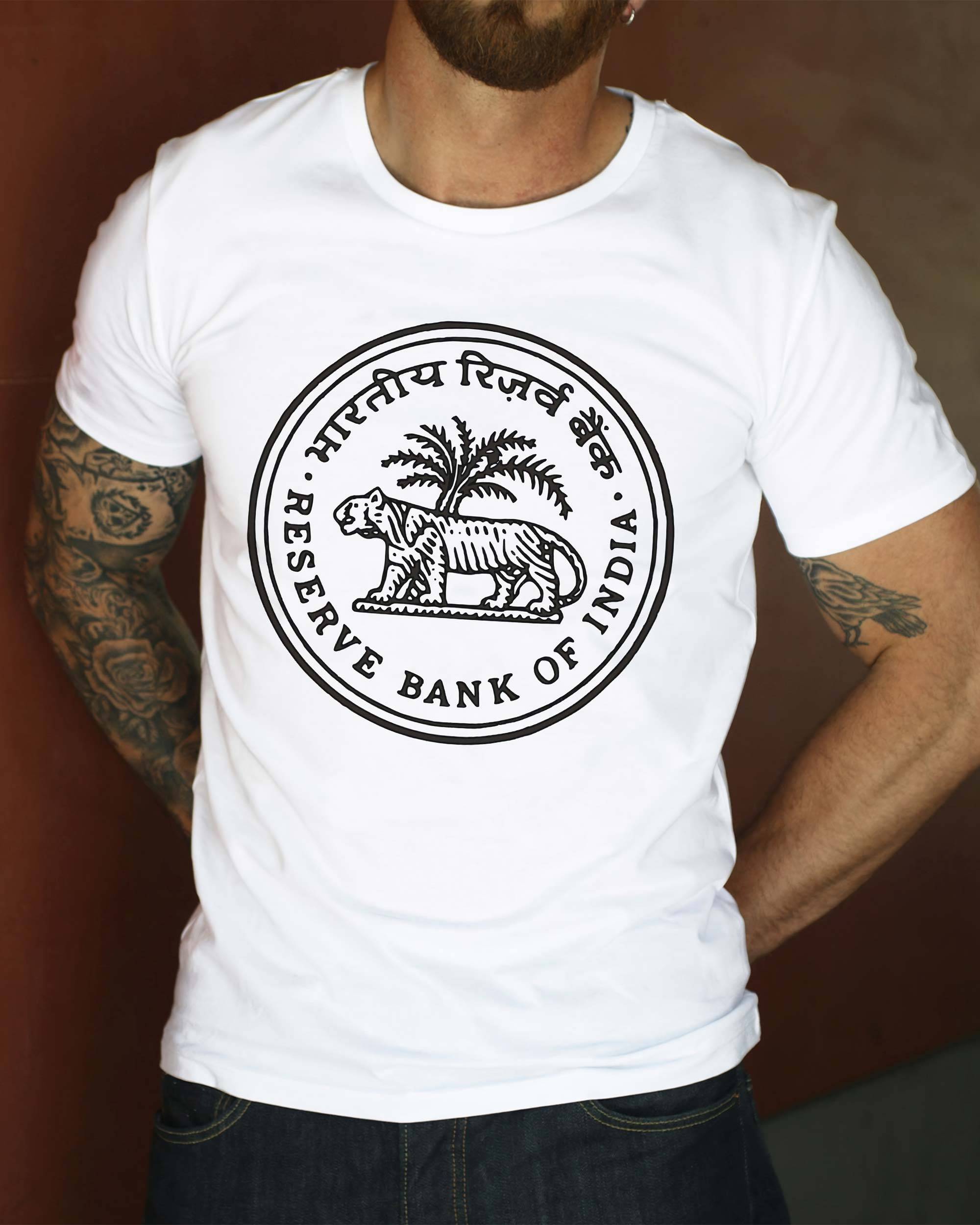 T-shirt Reserve Bank Of India de couleur Blanc