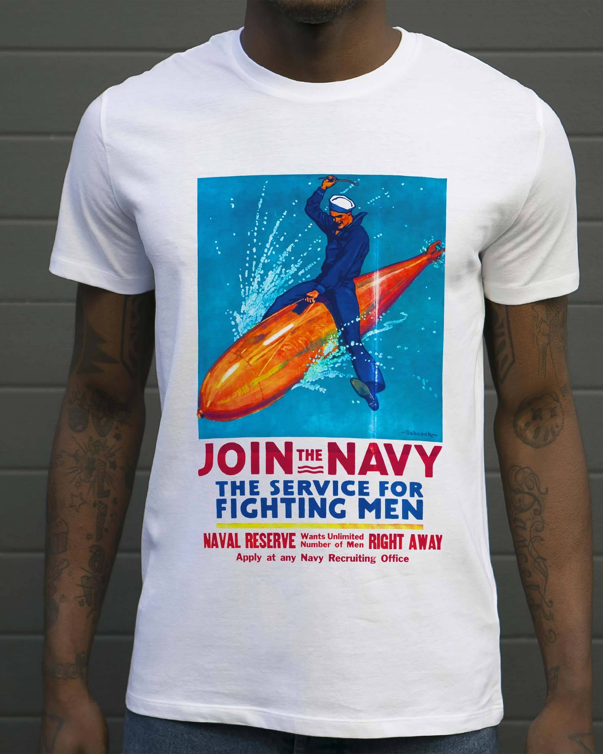 T-shirt Join The Navy de couleur Blanc