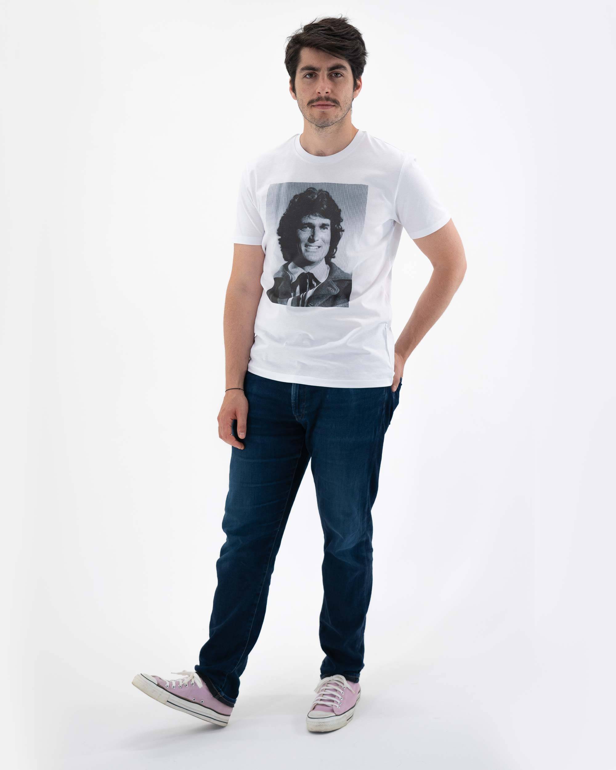 T-shirt Michael Landon de couleur Blanc