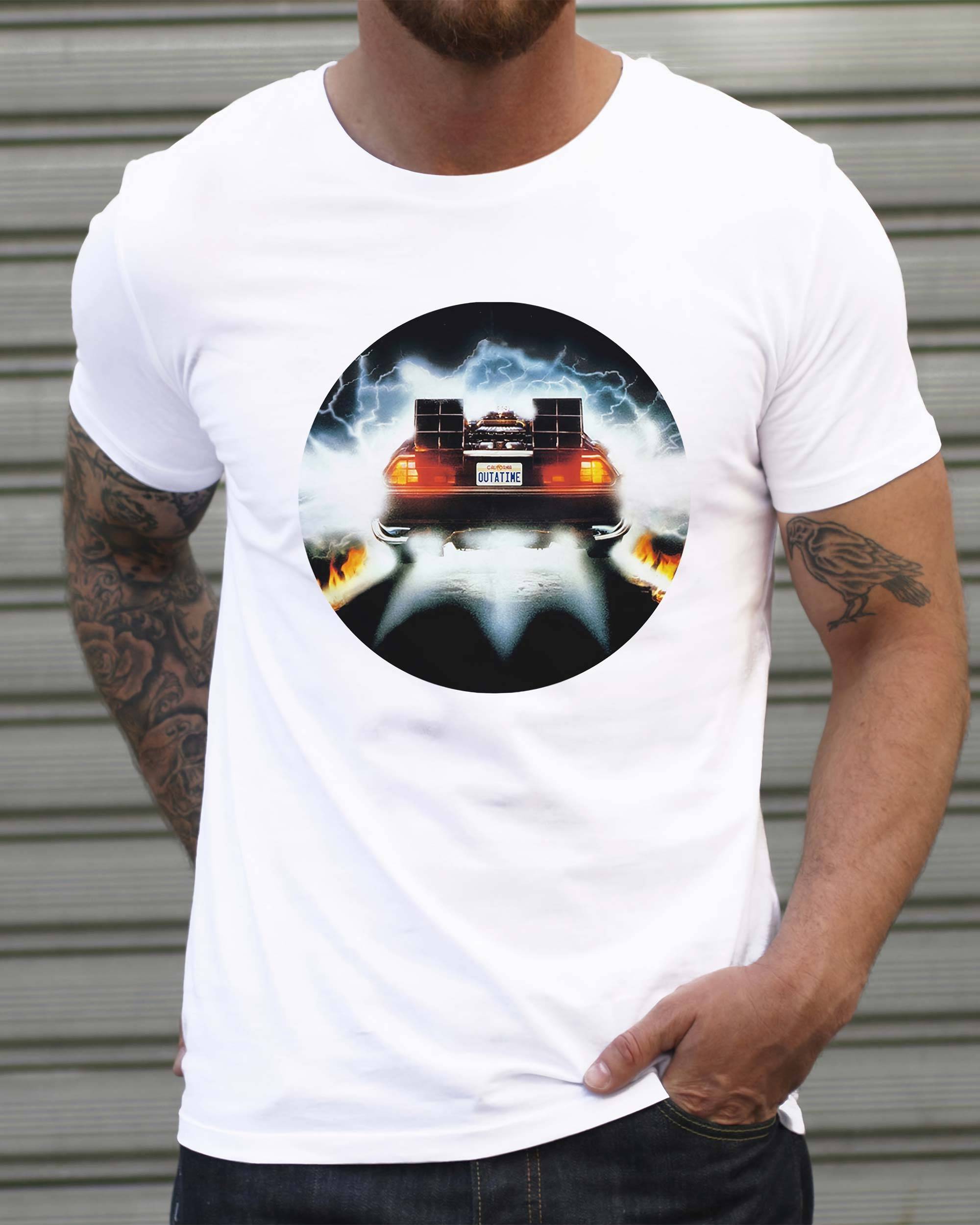 T-shirt DeLorean On Fire de couleur Blanc