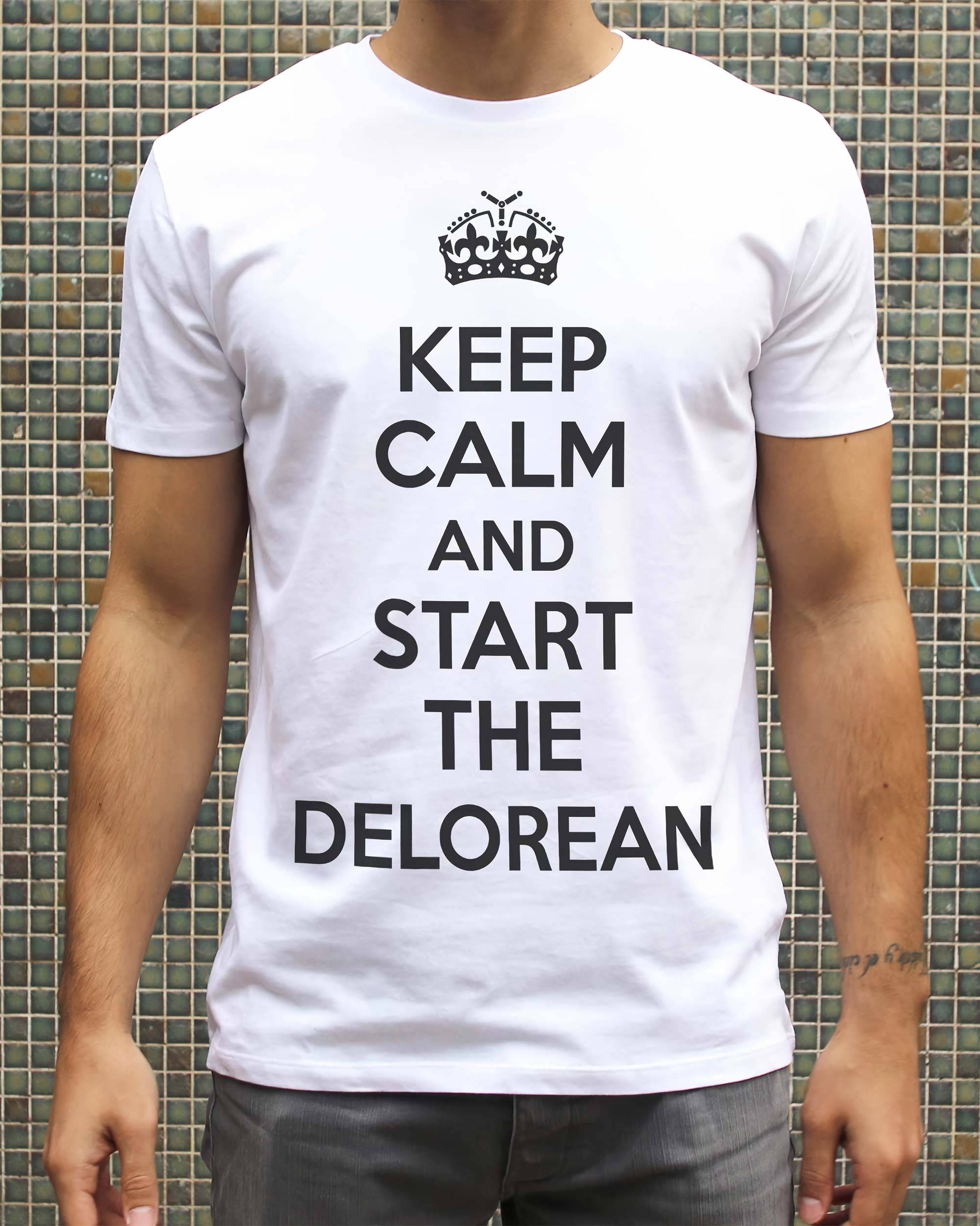 T-shirt Keep Calm DeLorean de couleur Blanc