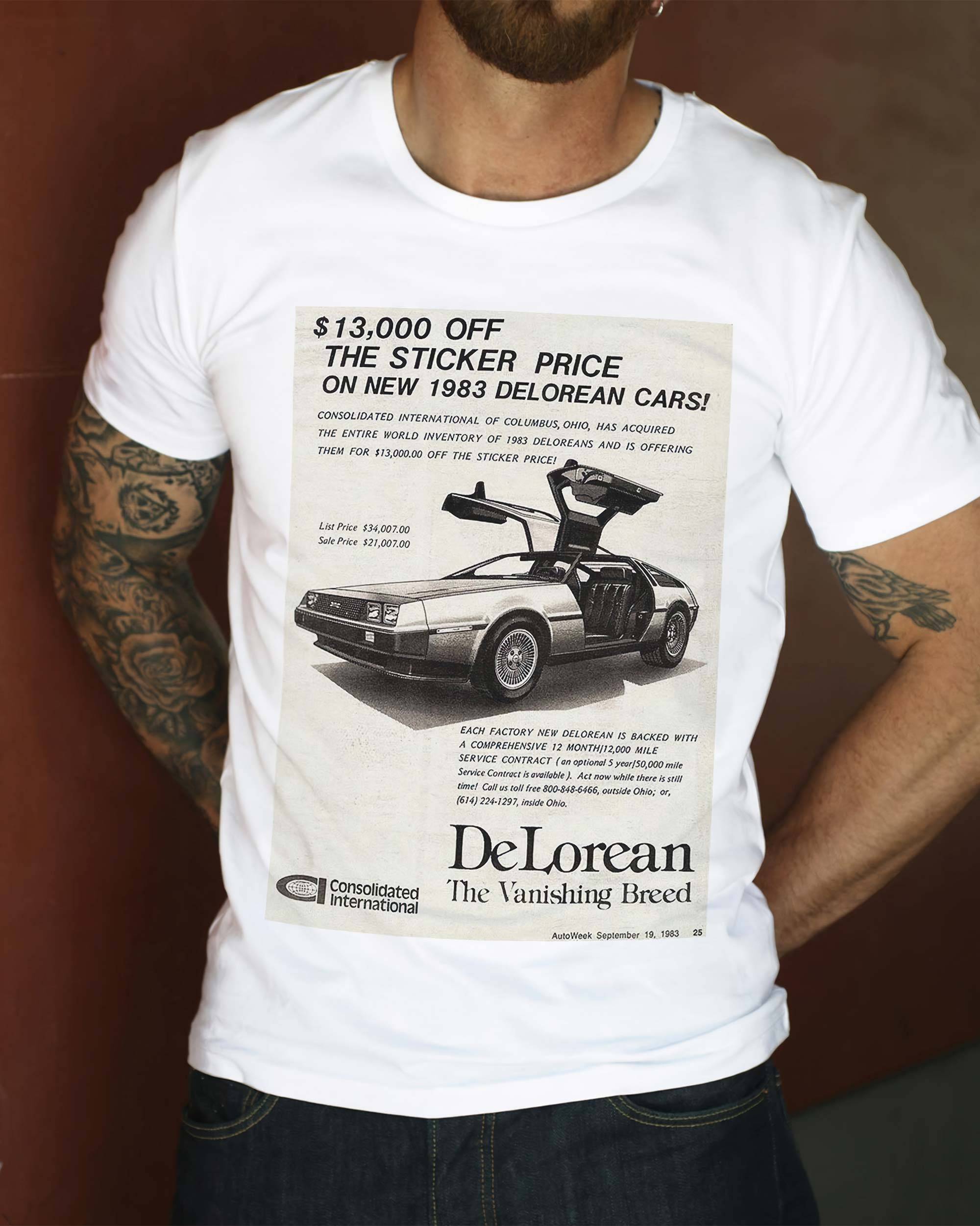 T-shirt DeLorean Vintage Ad de couleur Blanc