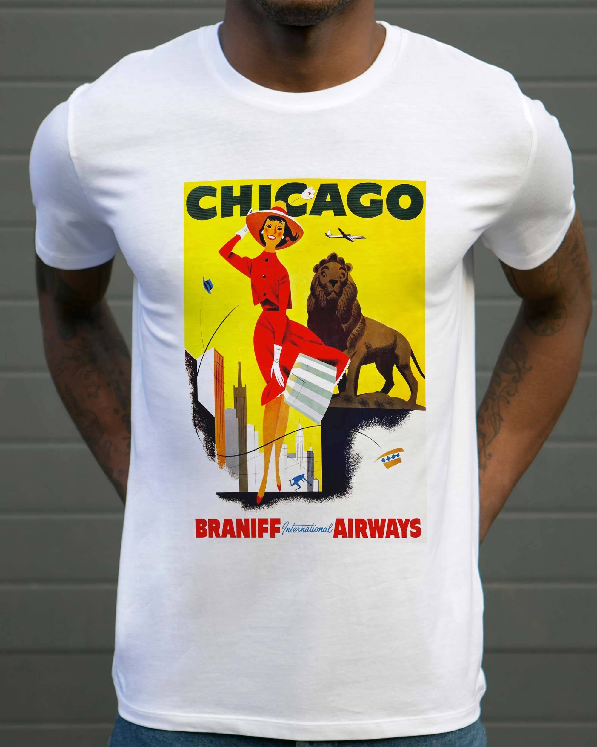 T-shirt Chicago Vintage de couleur Blanc