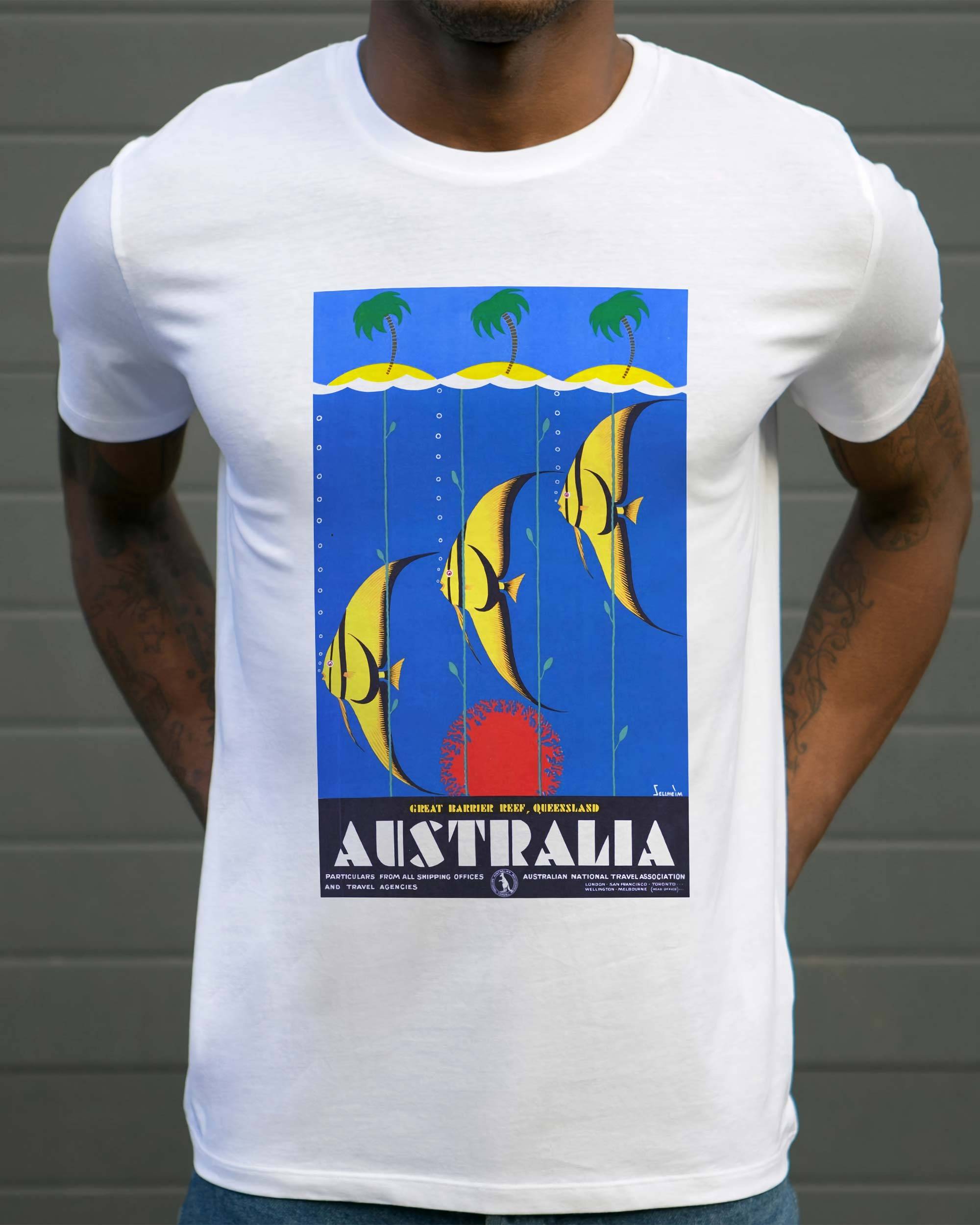 T-shirt Australia Fish de couleur Blanc