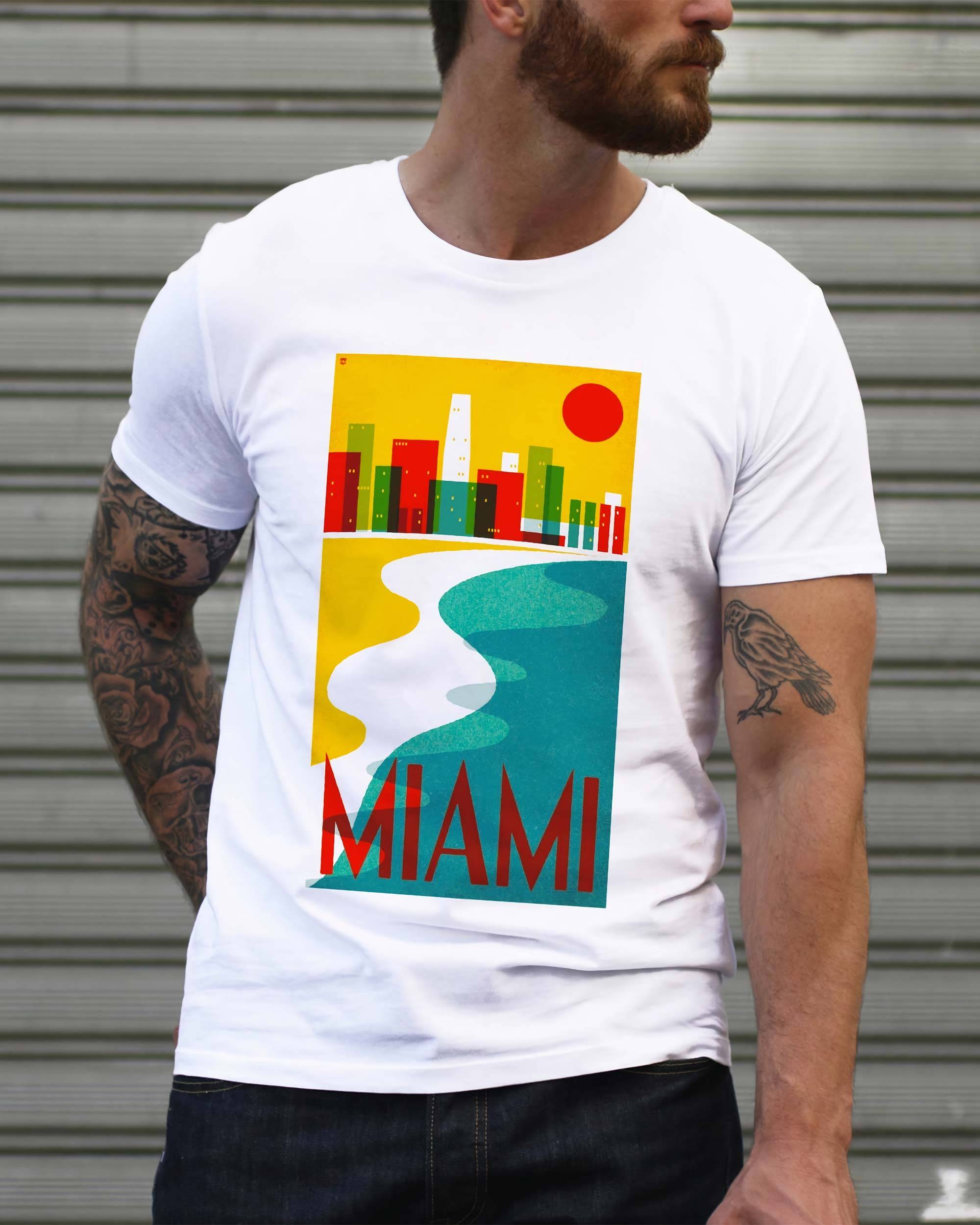T-shirt Miami de couleur Blanc