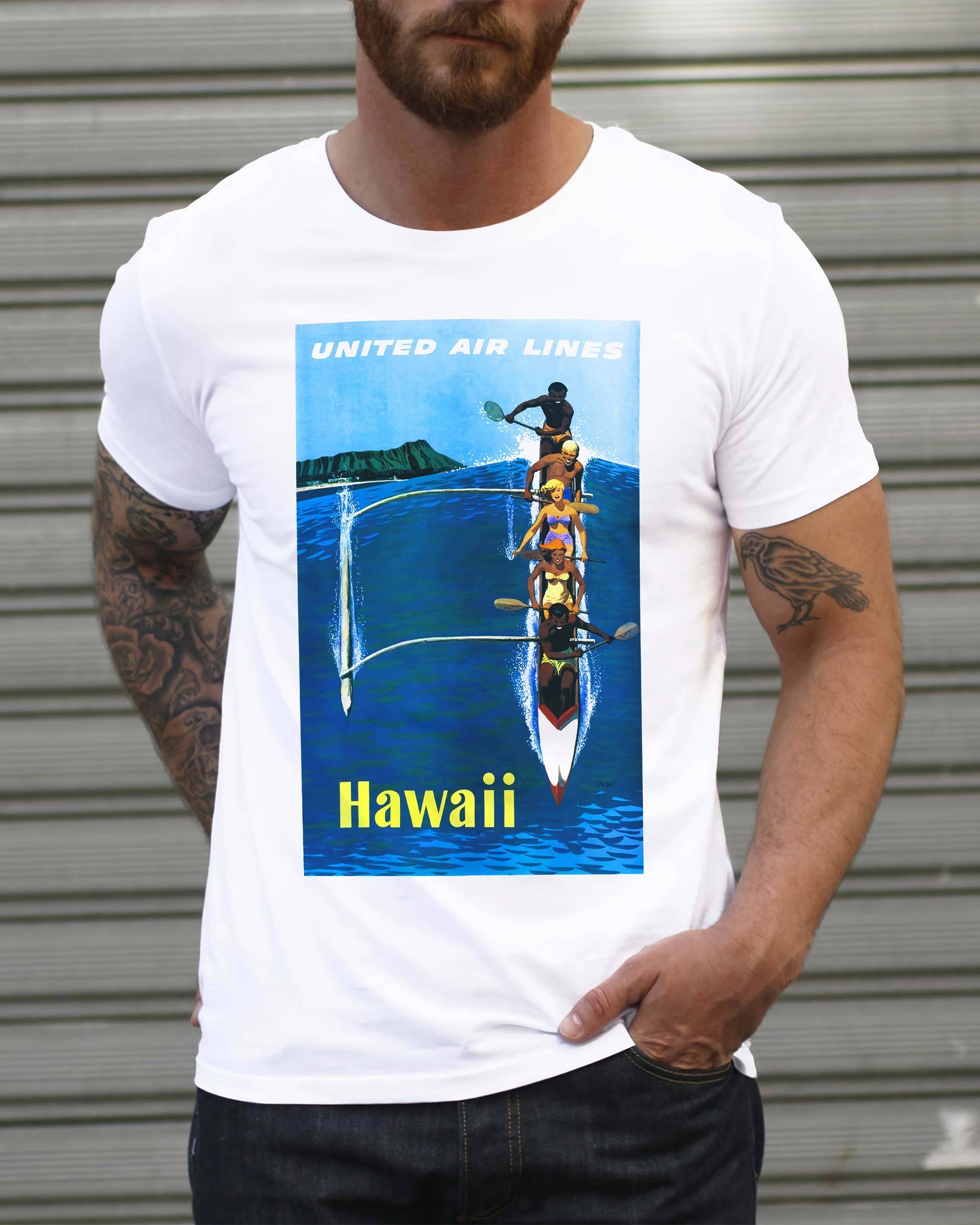 T-shirt Hawaii Surf de couleur Blanc